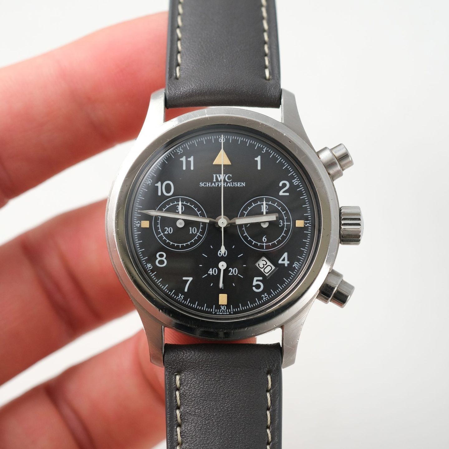 IWC Pilot Chronograph IW3740 (1990) - Zwart wijzerplaat 36mm Staal (6/8)