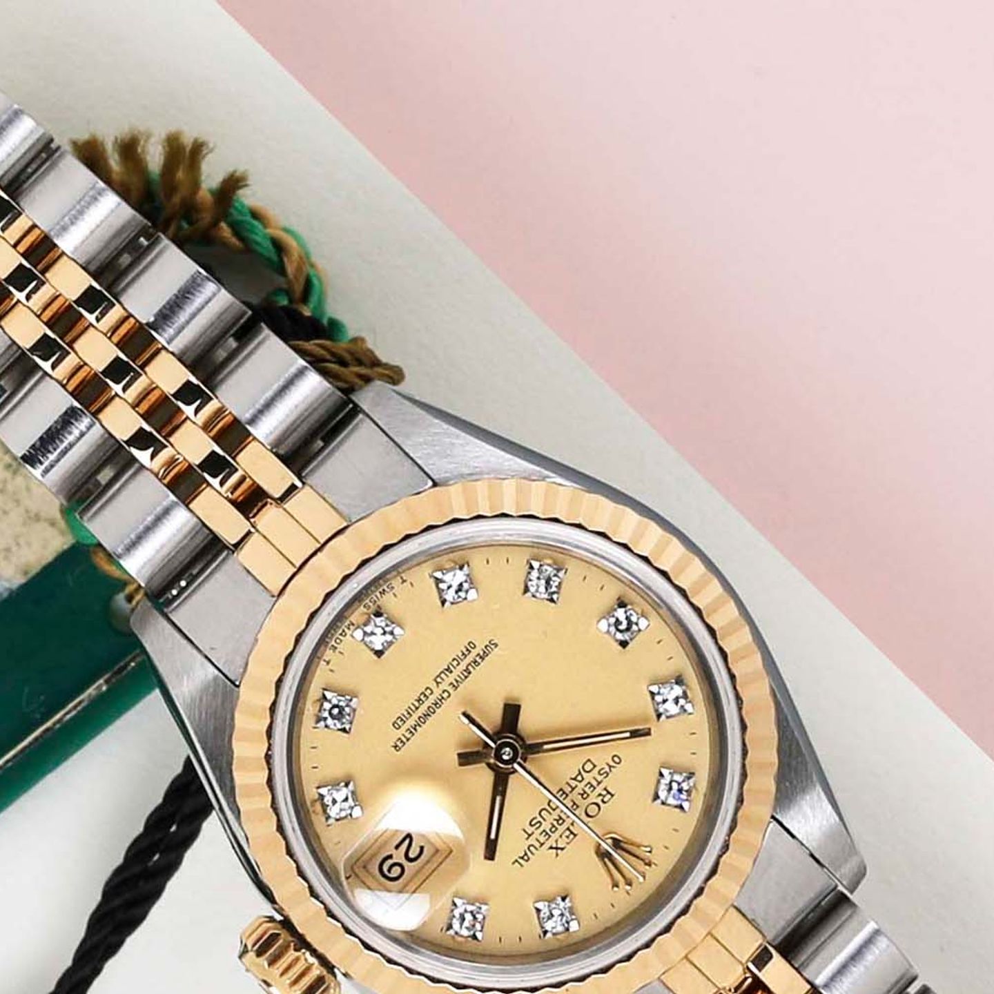 Rolex Lady-Datejust 69173 (1985) - Champagne wijzerplaat 26mm Goud/Staal (4/8)