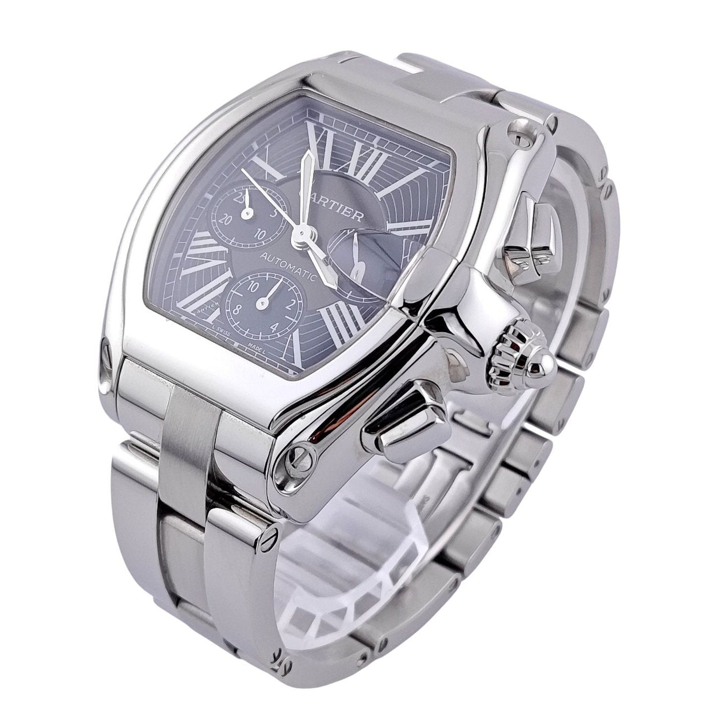 Cartier Roadster 2618 (Onbekend (willekeurig serienummer)) - Zwart wijzerplaat 40mm Staal (3/8)