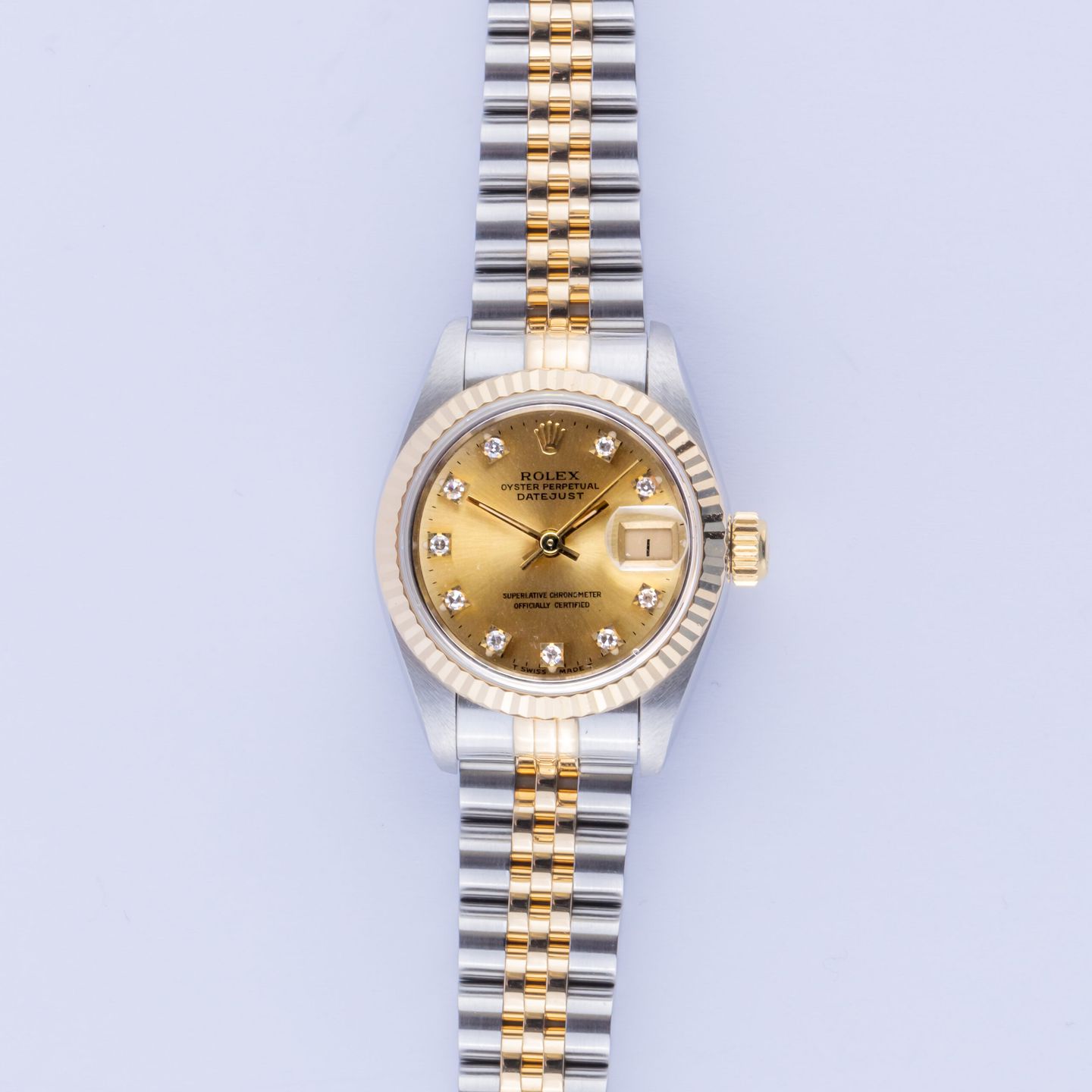 Rolex Lady-Datejust 69173 (1988) - Champagne dial 26 mm Gold/Steel case (3/8)