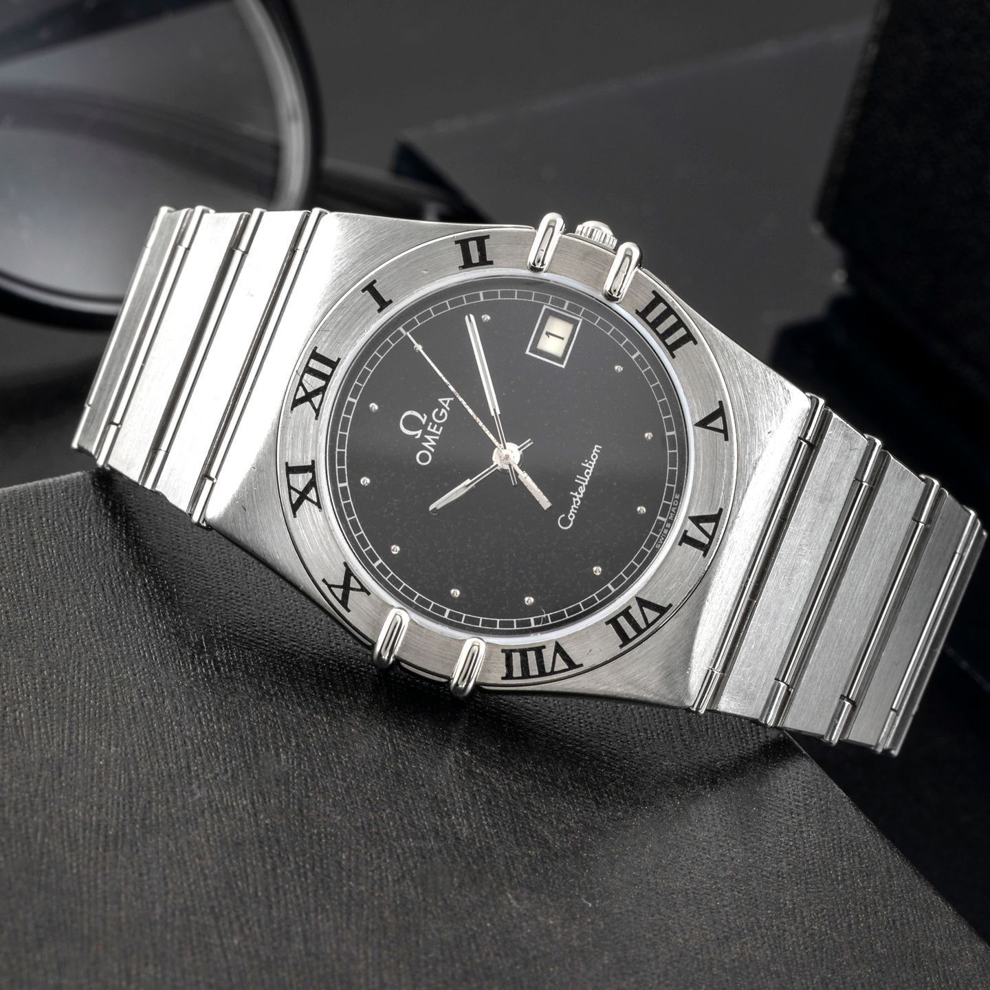 Omega Constellation 396.1070 (1986) - Zwart wijzerplaat 32mm Staal (2/8)