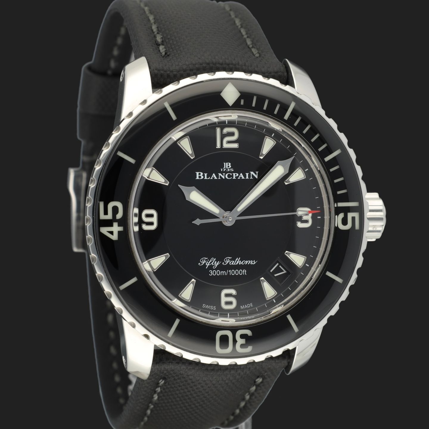 Blancpain Fifty Fathoms 5015-1130-52A (2019) - Zwart wijzerplaat 45mm Staal (4/8)