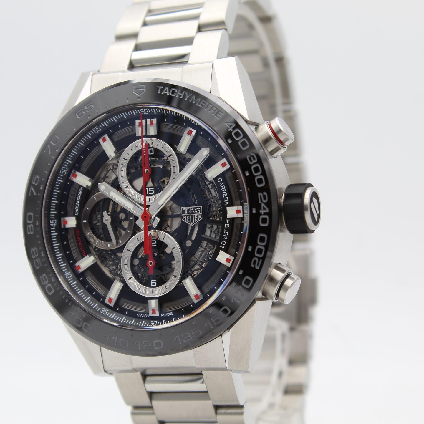 TAG Heuer Carrera Calibre HEUER 01 CAR2A1W.BA0703 (2018) - Transparent dial 43 mm Steel case (3/8)