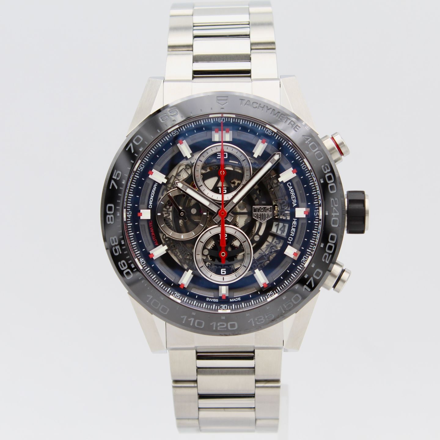 TAG Heuer Carrera Calibre HEUER 01 CAR2A1W.BA0703 (2018) - Transparent dial 43 mm Steel case (1/8)
