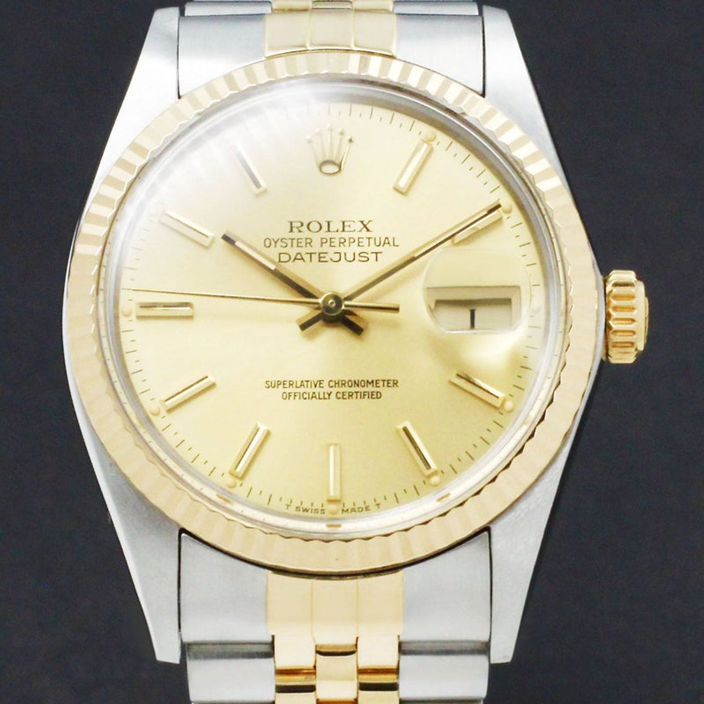 Rolex Datejust 36 16013 (1986) - Gold dial 36 mm Gold/Steel case (1/7)