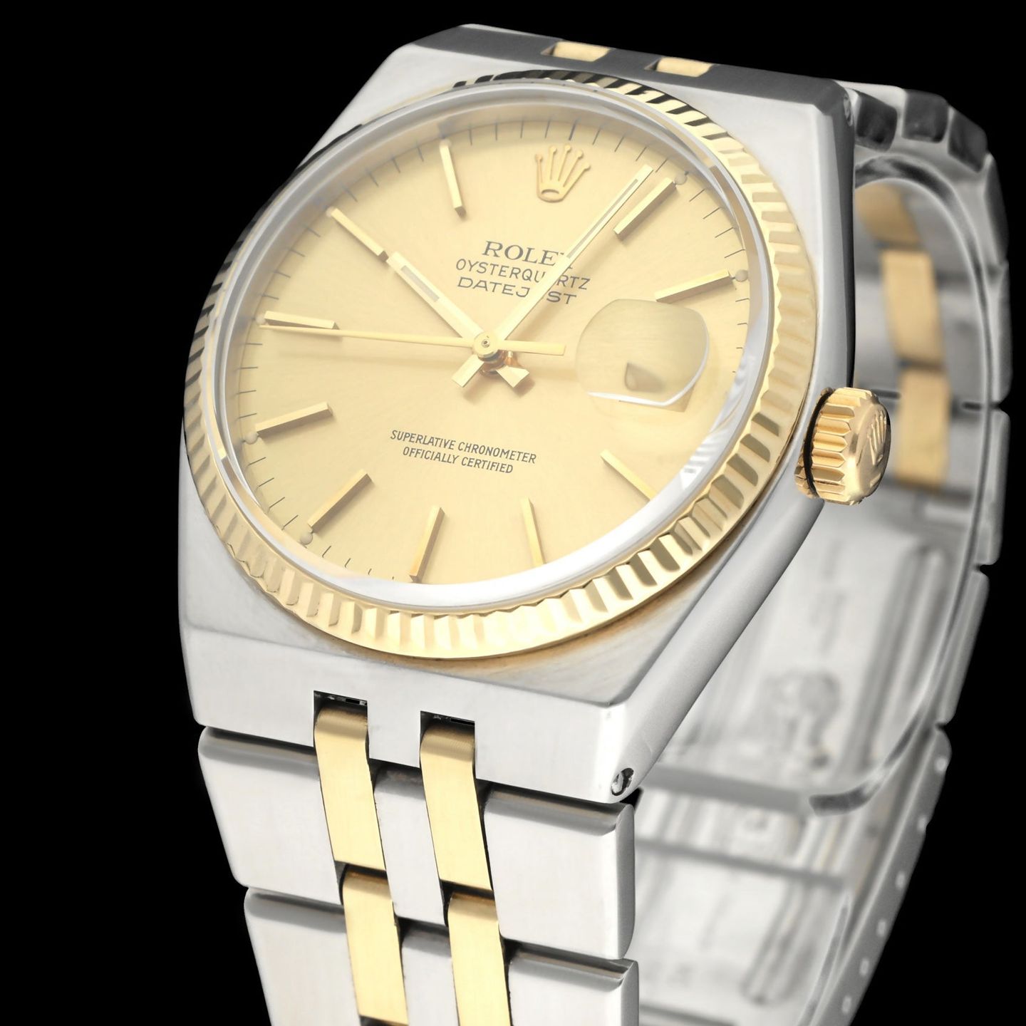 Rolex Datejust Oysterquartz 17013 (1979) - Champagne dial 36 mm Gold/Steel case (6/7)