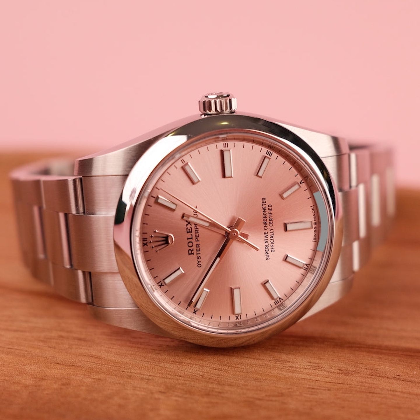 Rolex Oyster Perpetual 34 124200 (2022) - Pink dial 34 mm Steel case (1/8)