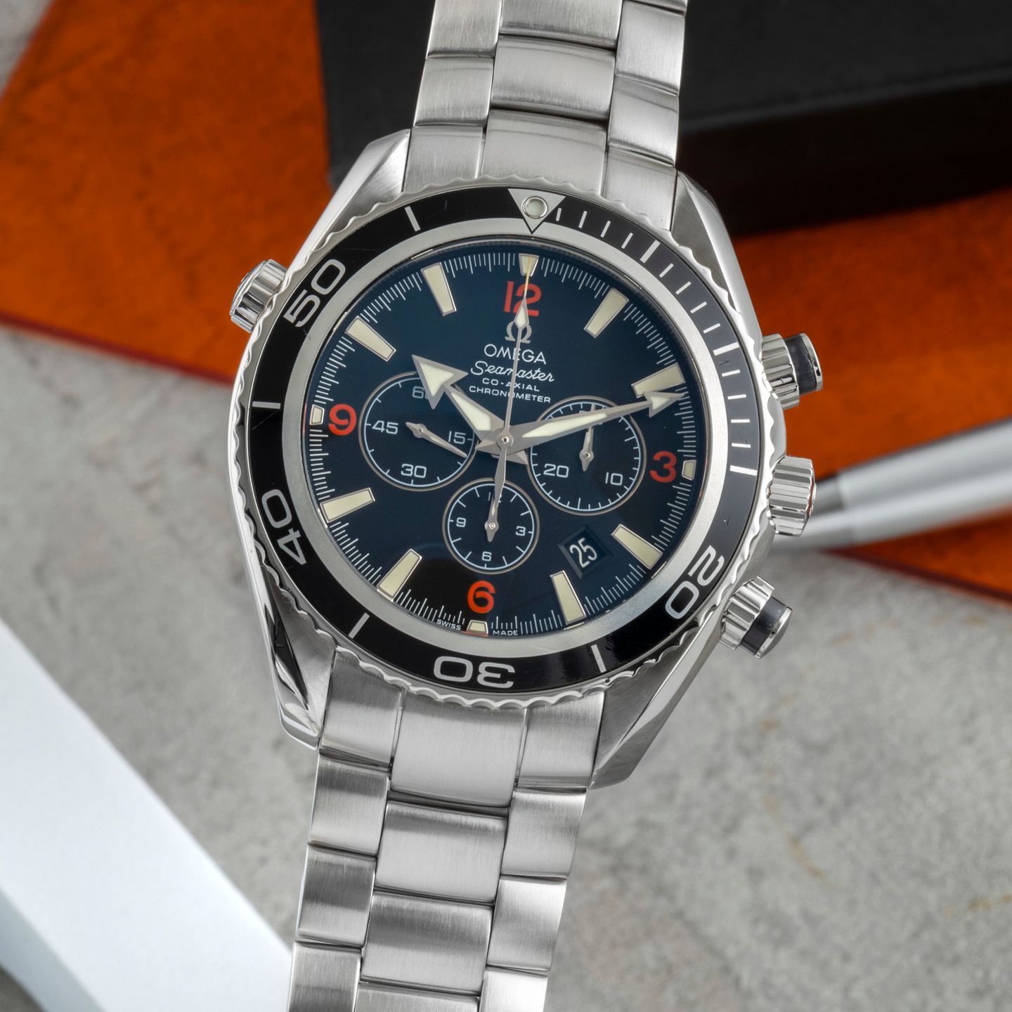 Omega Seamaster Planet Ocean Chronograph 2210.51.00 (Onbekend (willekeurig serienummer)) - Zwart wijzerplaat 46mm Staal (3/8)