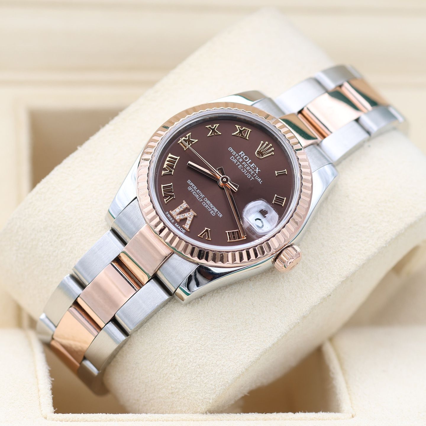 Rolex Datejust 31 278271 (2023) - Brown dial 31 mm Gold/Steel case (3/8)