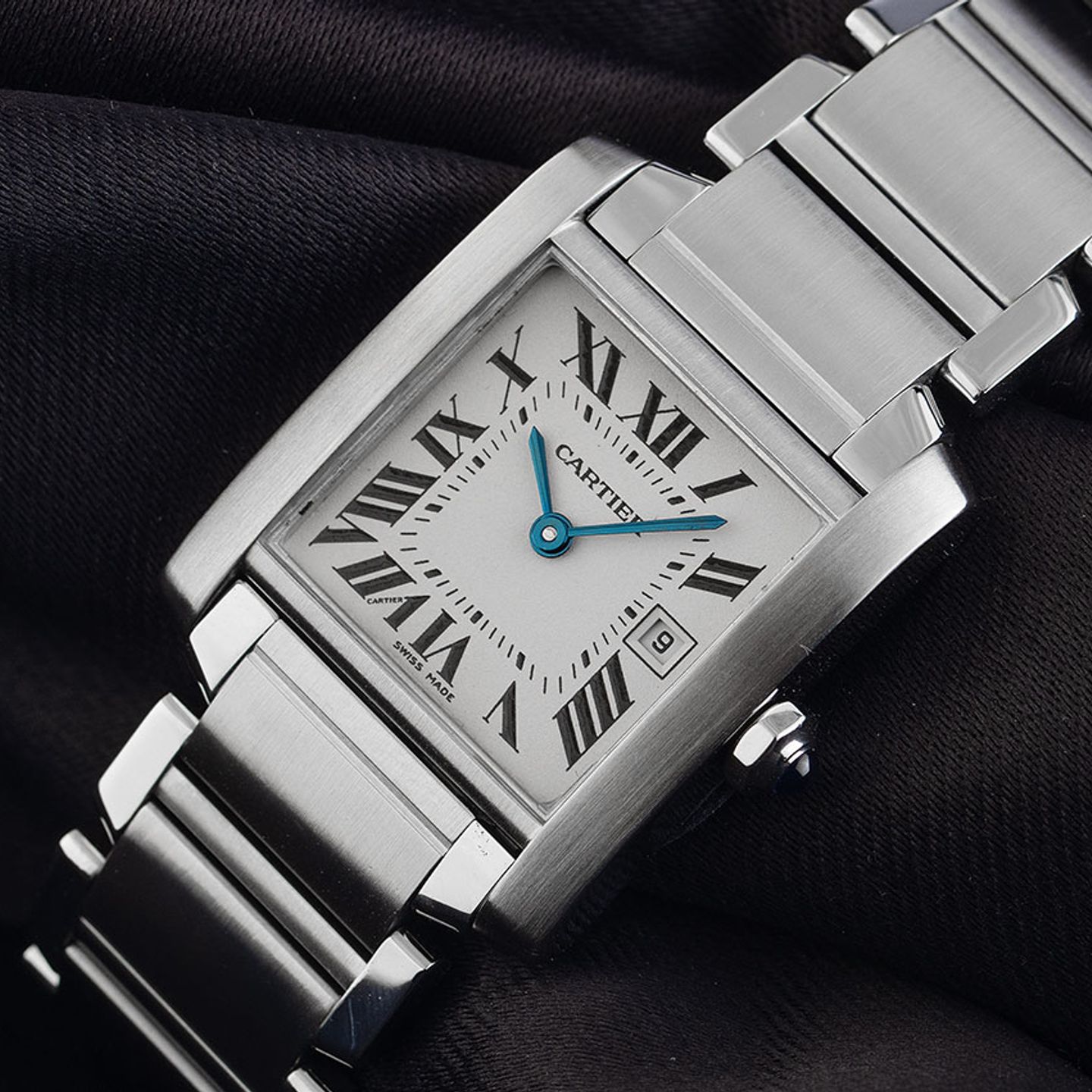 Cartier Tank Française 2465 (2007) - White dial 25 mm Steel case (3/8)
