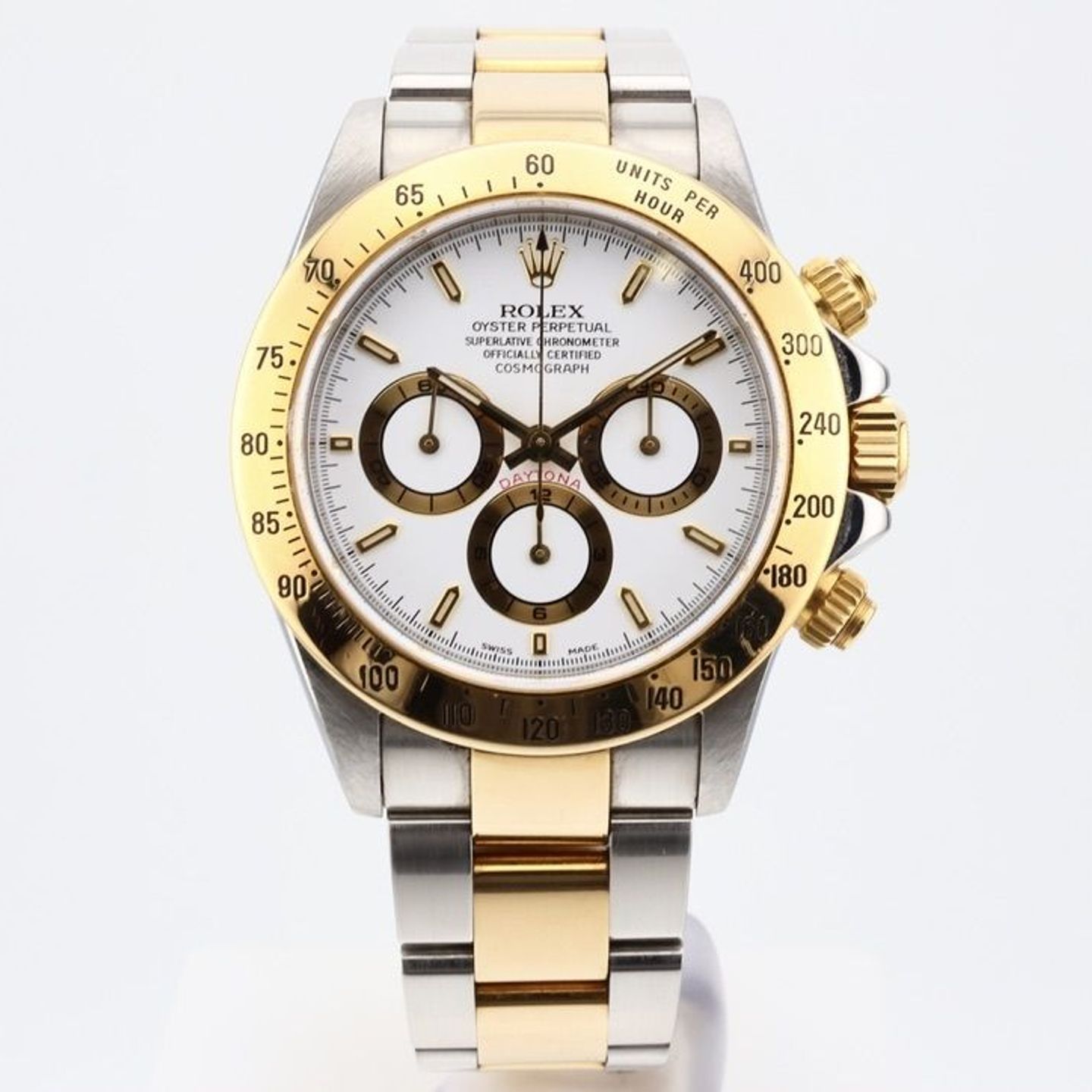 Rolex Daytona 16523 (2000) - Wit wijzerplaat 40mm Goud/Staal (1/2)