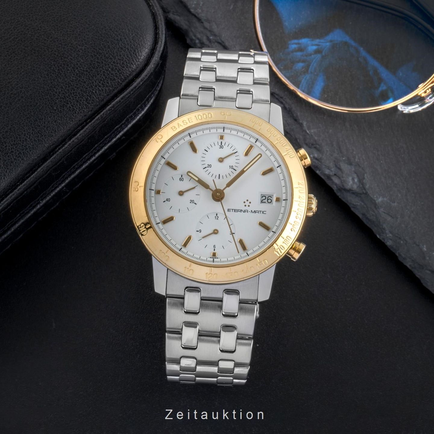 Eterna Kontiki 674.1501.47S (1995) - White dial 39 mm Gold/Steel case (3/8)