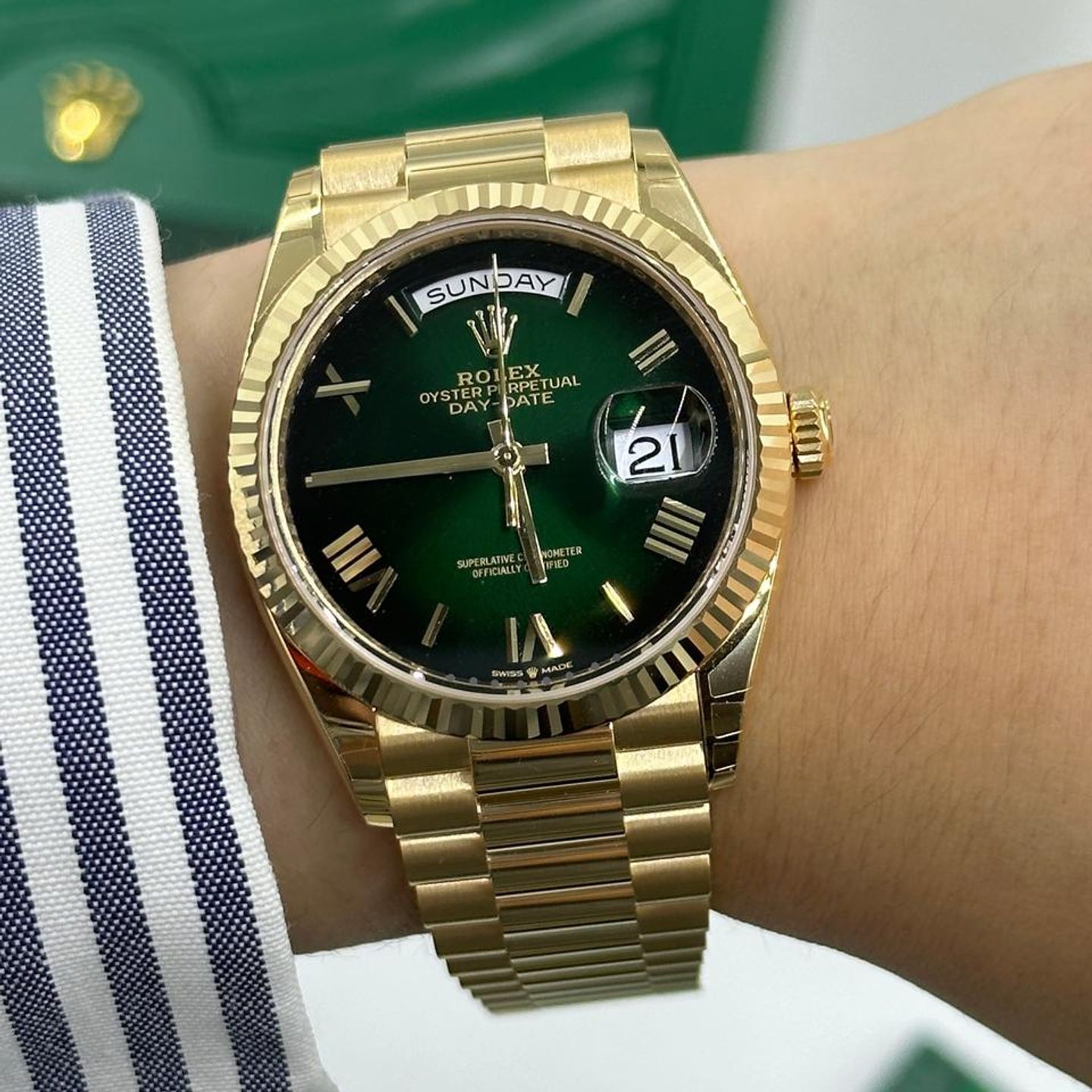 Rolex Day-Date 128238 (2026) - Groen wijzerplaat 43mm Geelgoud (7/8)