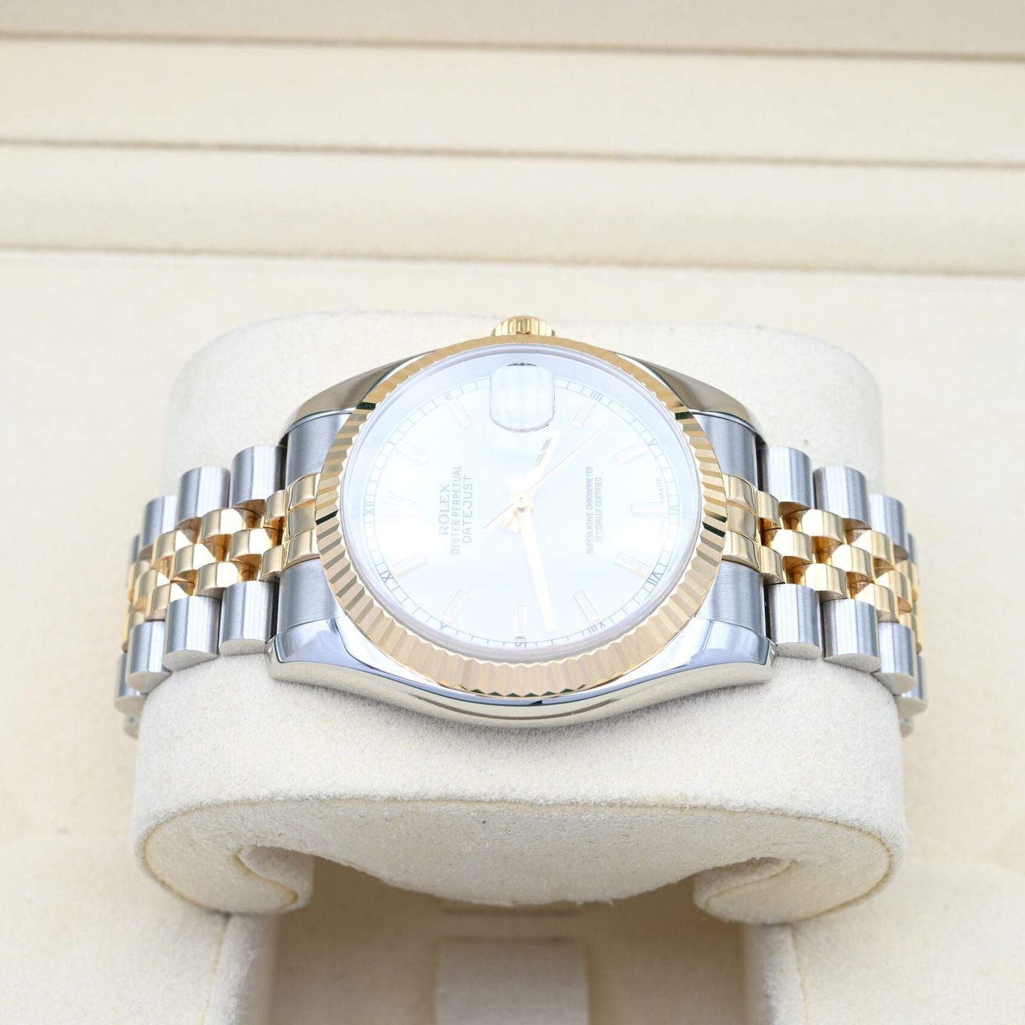 Rolex Datejust 36 116233 (2005) - Wit wijzerplaat 36mm Goud/Staal (3/7)