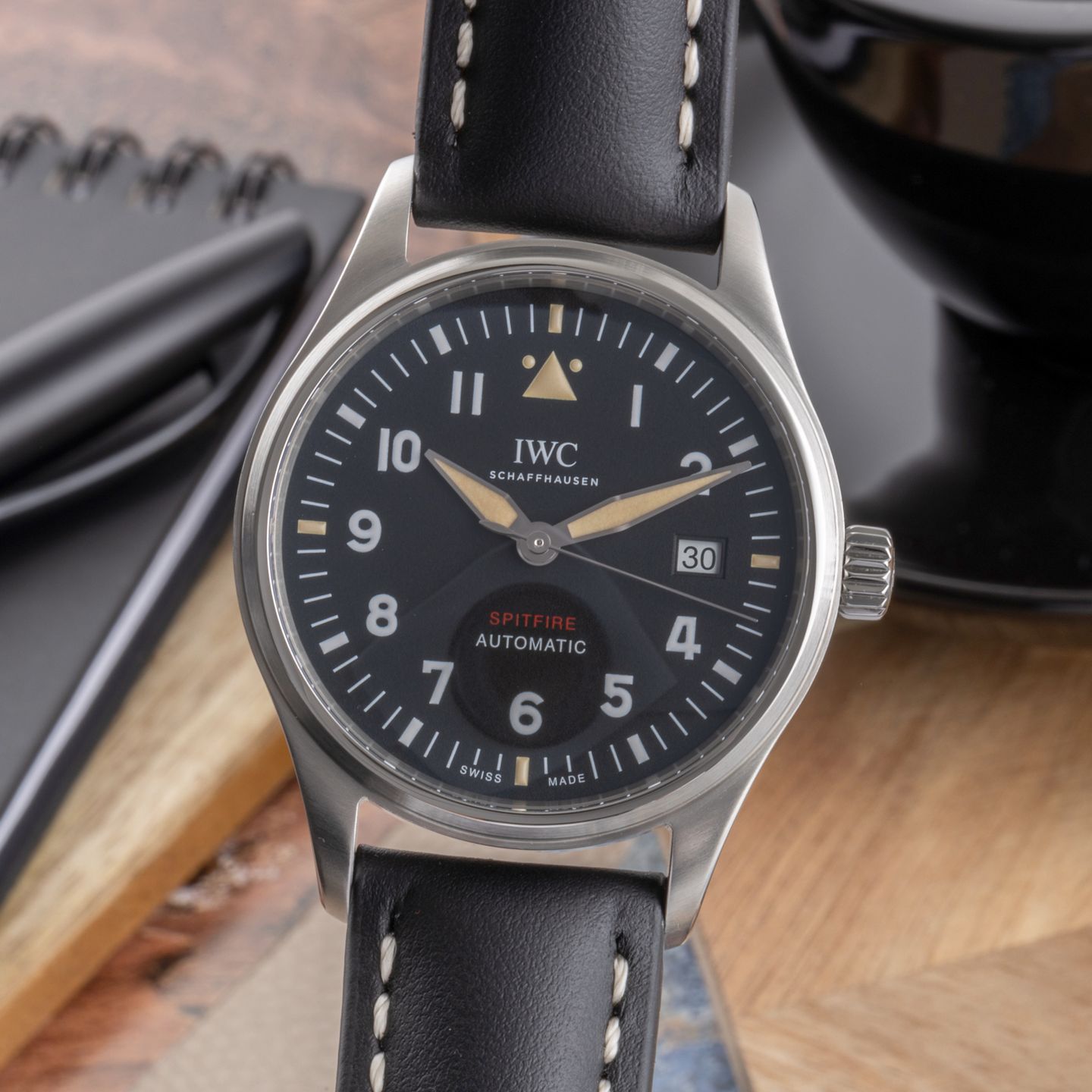 IWC Pilot IW326803 (Onbekend (willekeurig serienummer)) - Zwart wijzerplaat 39mm Staal (3/8)