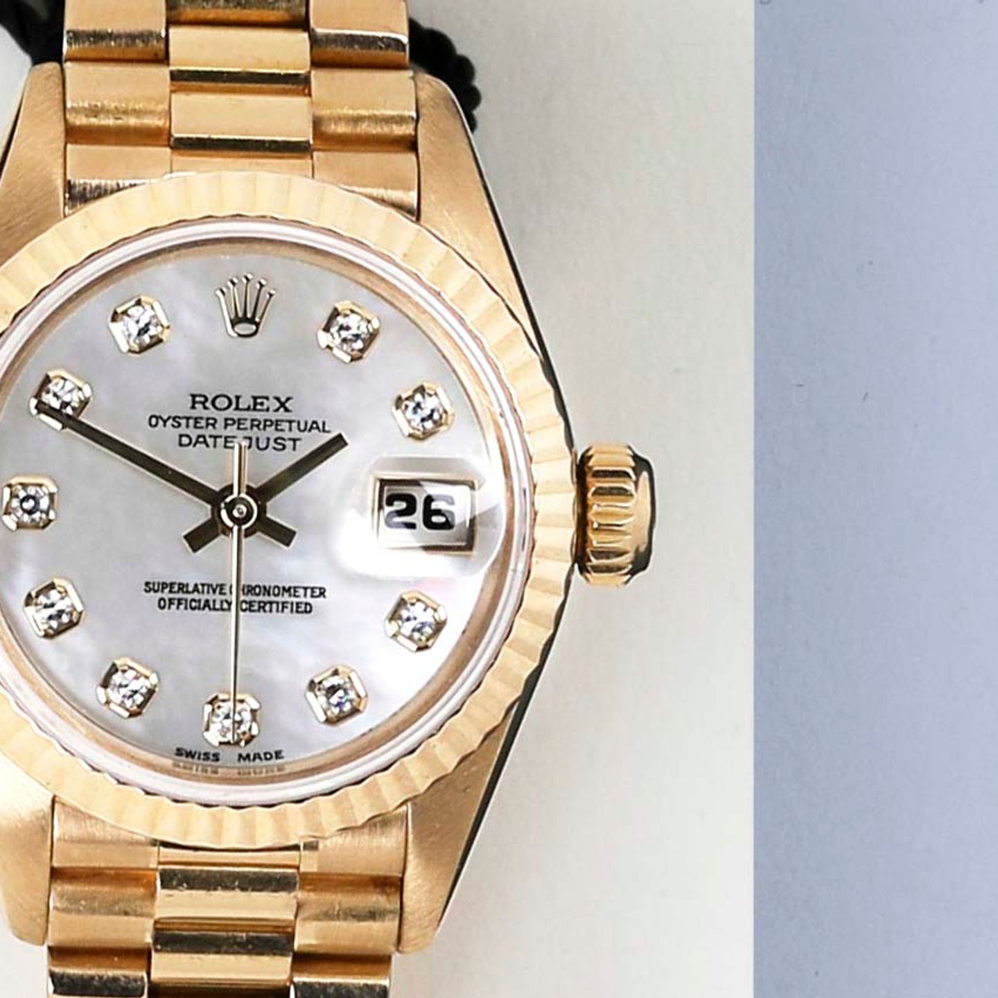 Rolex Lady-Datejust 69178 (1997) - Pearl dial 26 mm Yellow Gold case (5/8)