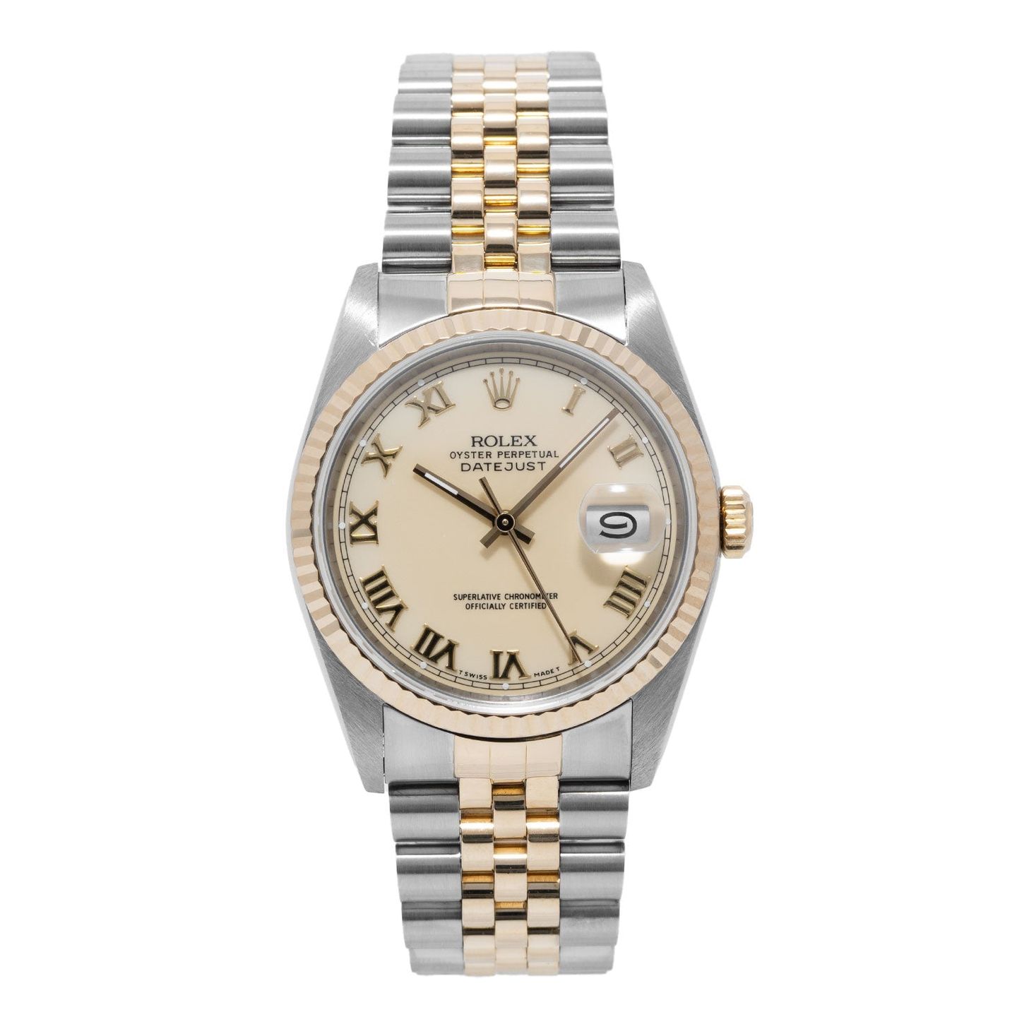Rolex Datejust 36 16233 (1999) - Beige wijzerplaat 36mm Goud/Staal (1/1)