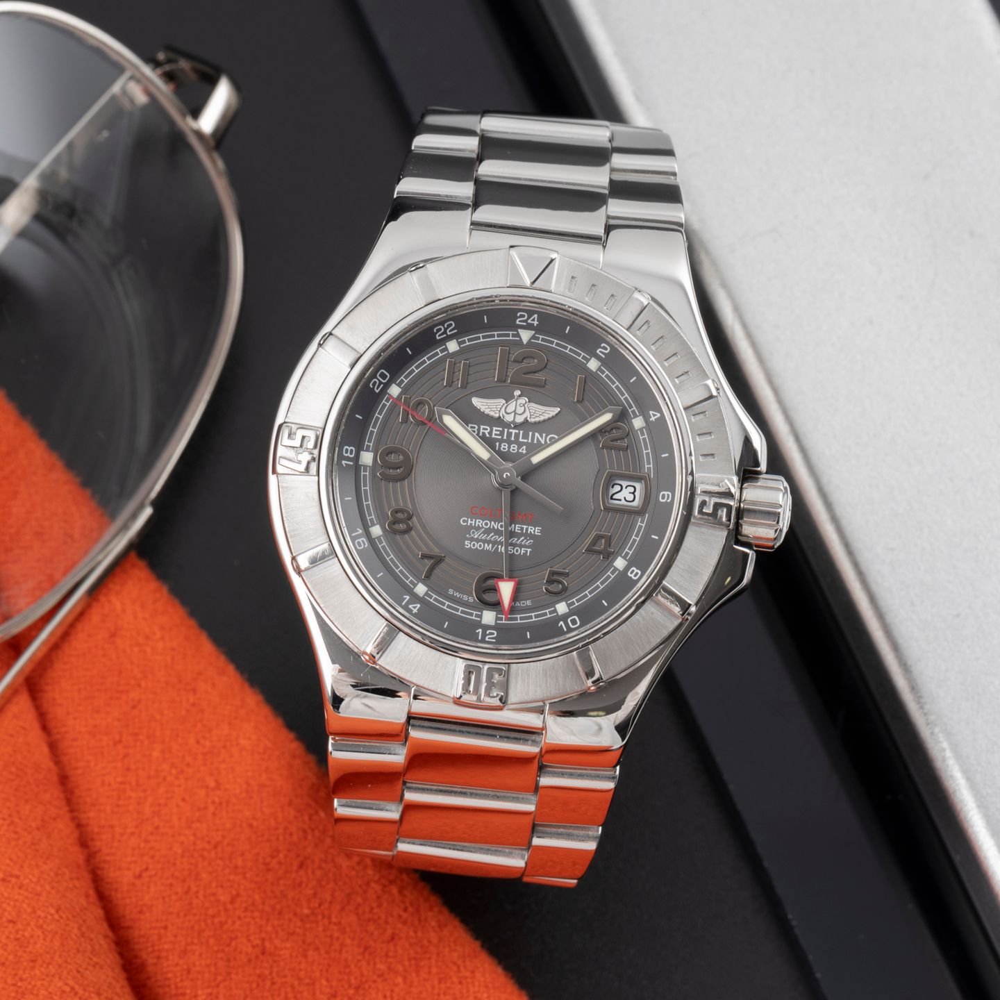 Breitling Colt GMT+ A3237011/F543 (Unknown (random serial)) - Grey dial 41 mm Steel case (1/8)