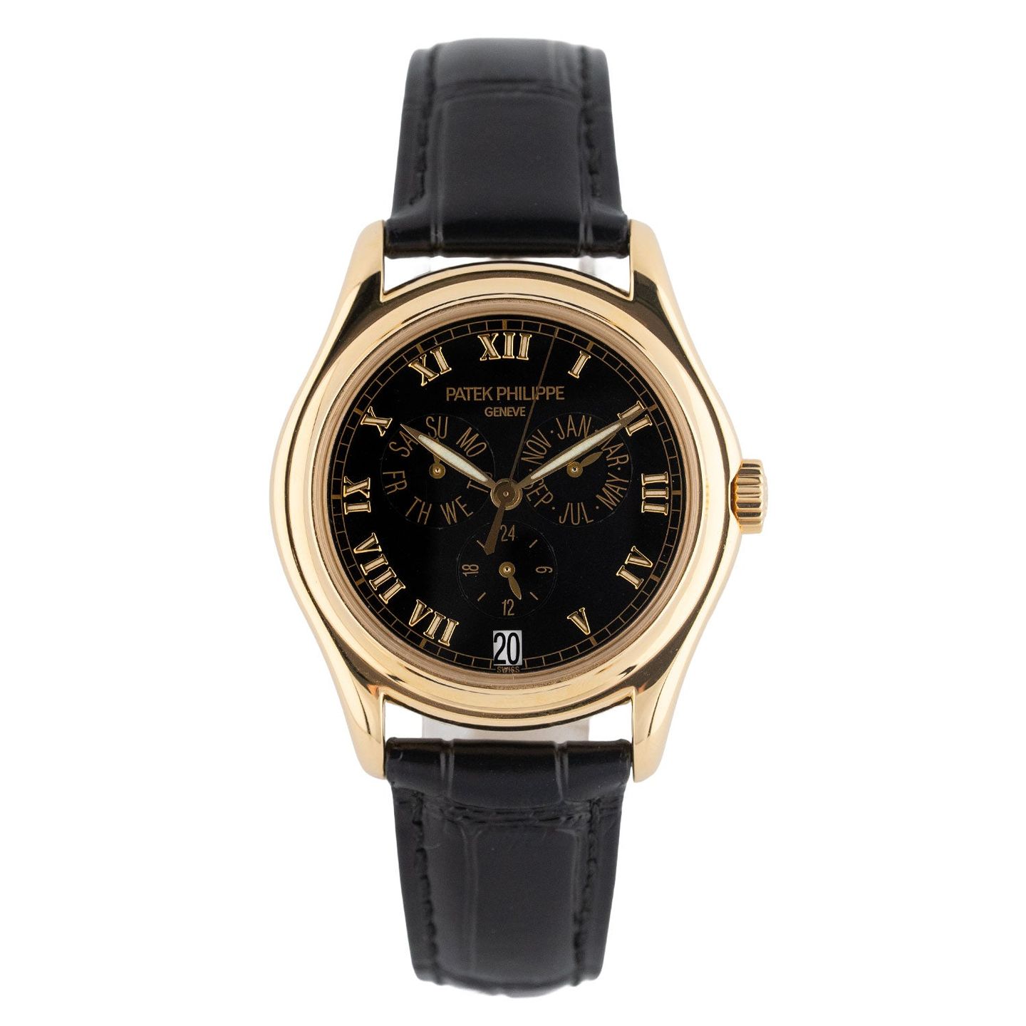 Patek Philippe Annual Calendar 5035J (Unknown (random serial)) - Black dial 37 mm Yellow Gold case (1/8)