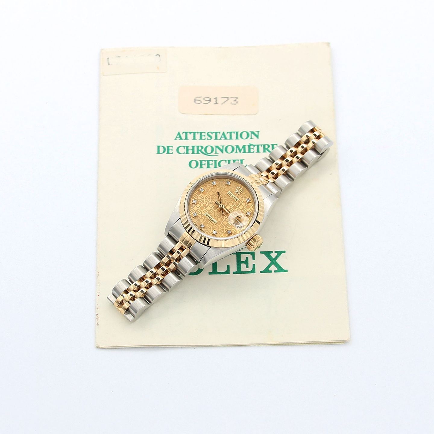 Rolex Lady-Datejust 69173 (Unknown (random serial)) - Champagne dial 26 mm Gold/Steel case (7/8)