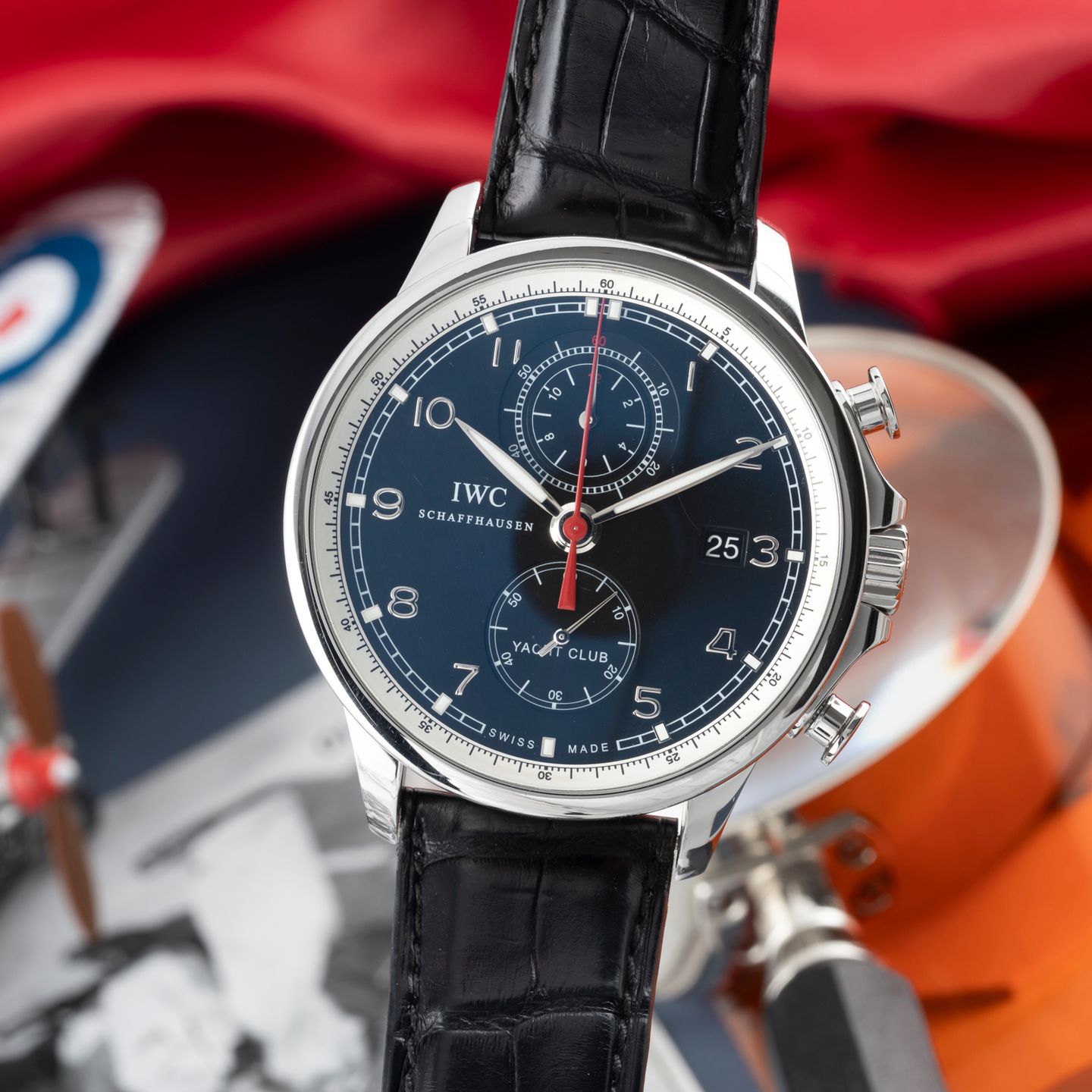 IWC Portuguese Yacht Club Chronograph IW390204 (Onbekend (willekeurig serienummer)) - Zwart wijzerplaat 45mm Staal (3/8)