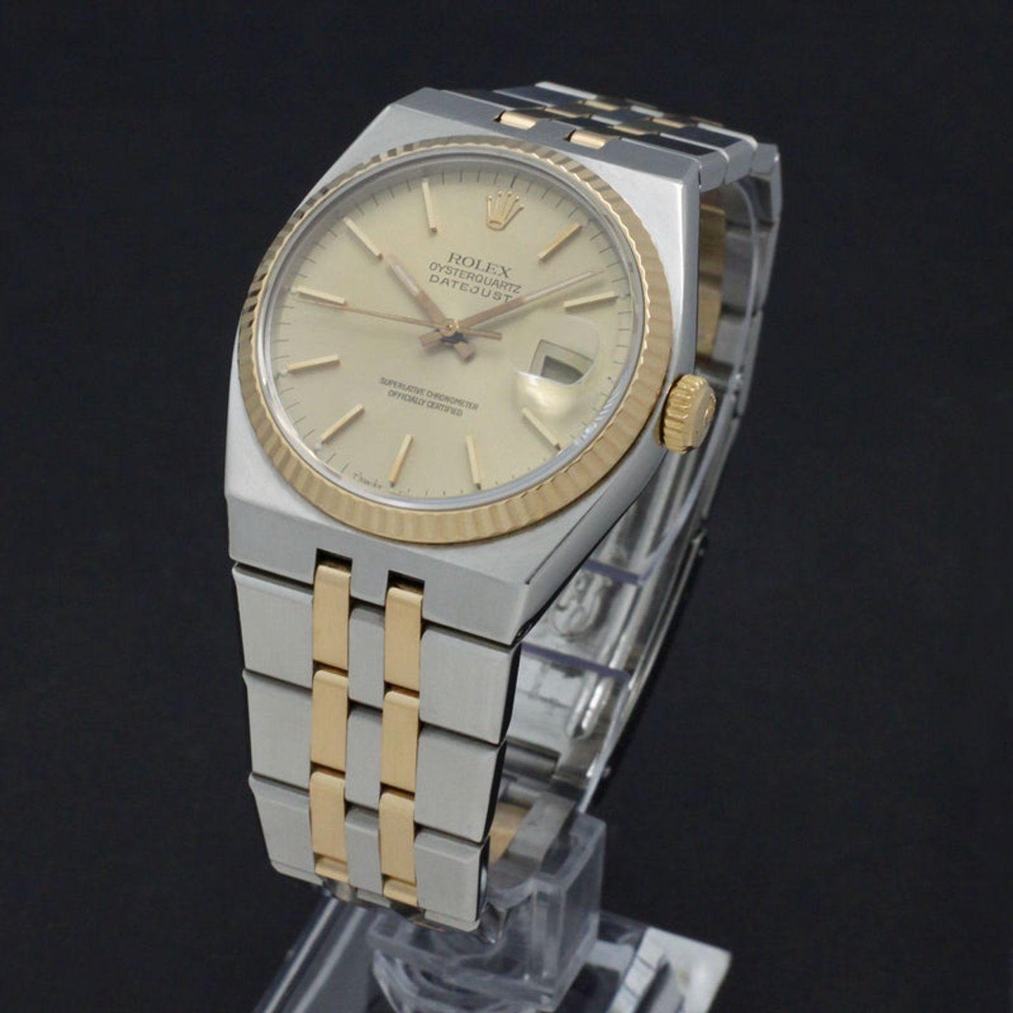 Rolex Datejust Oysterquartz 17013 (1989) - Gold dial 36 mm Gold/Steel case (2/7)