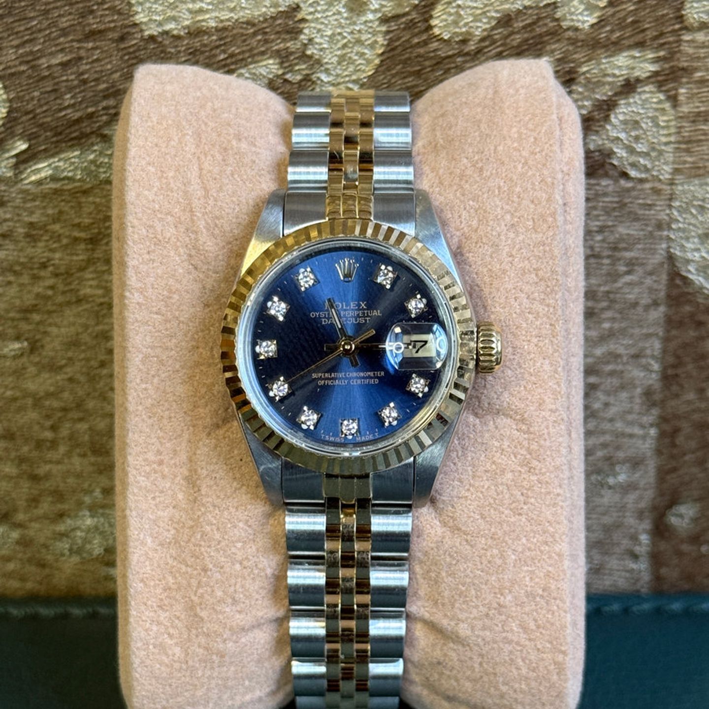 Rolex Lady-Datejust 69173 (1991) - Blue dial 26 mm Gold/Steel case (4/8)