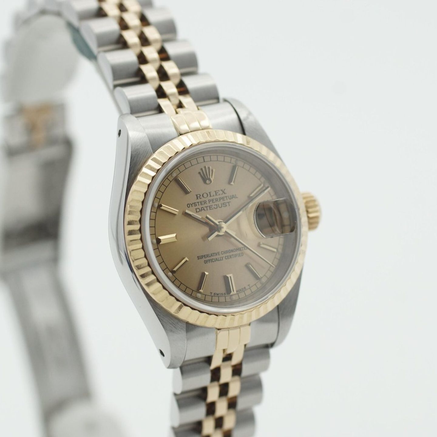 Rolex Lady-Datejust 69173 (1990) - Champagne dial 26 mm Gold/Steel case (3/8)