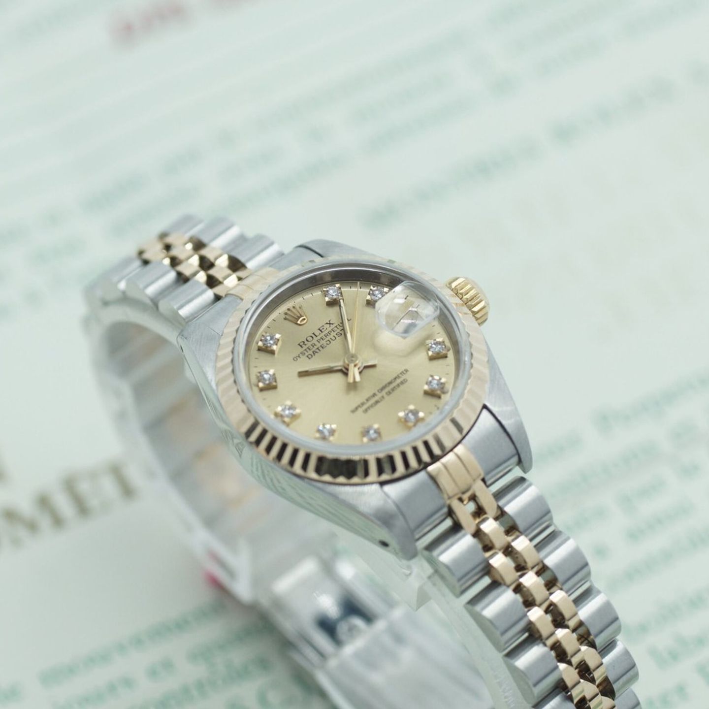 Rolex Lady-Datejust 69173 (1990) - Champagne dial 26 mm Gold/Steel case (1/8)