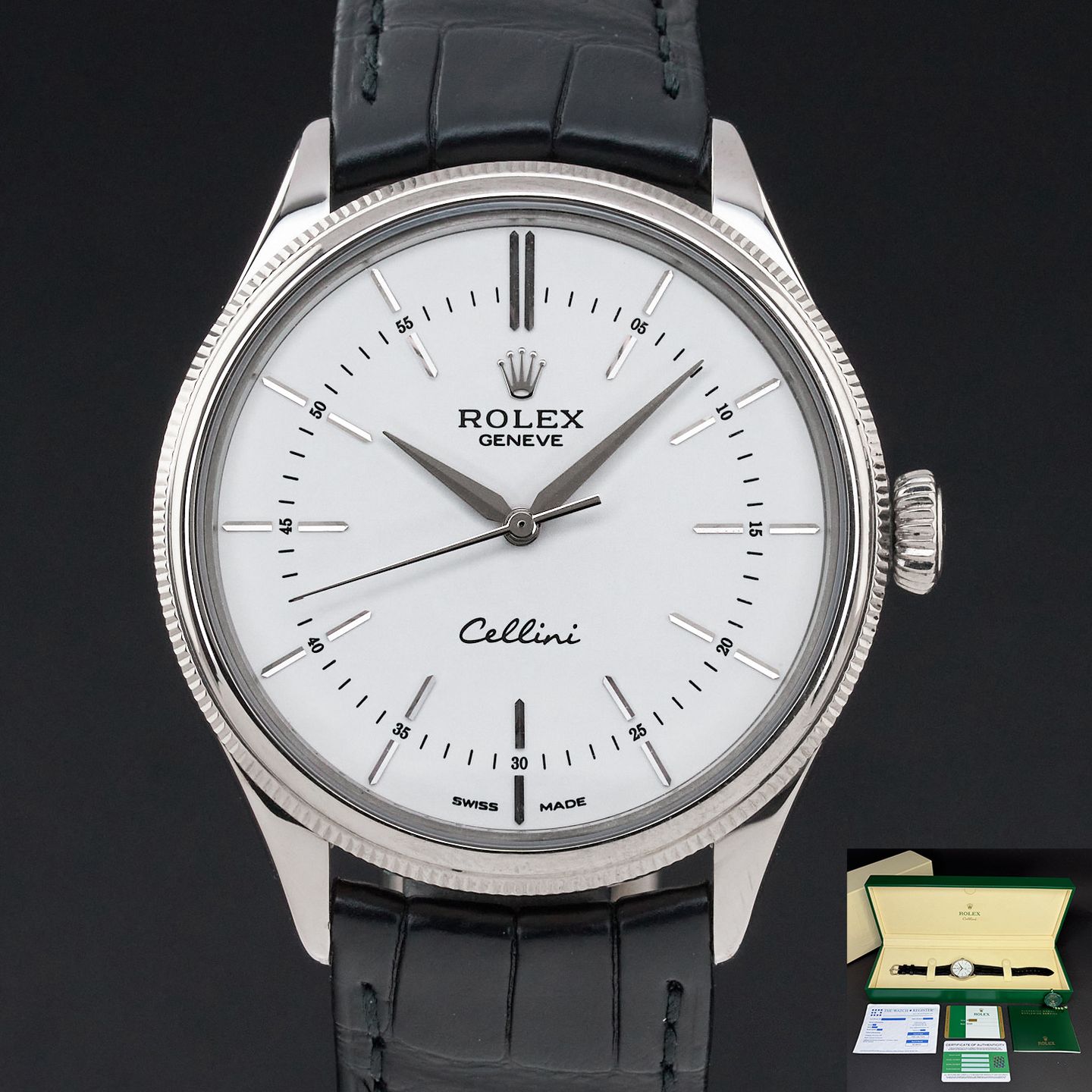 Rolex Cellini Time 50509 (2018) - Silver dial 39 mm White Gold case (1/8)