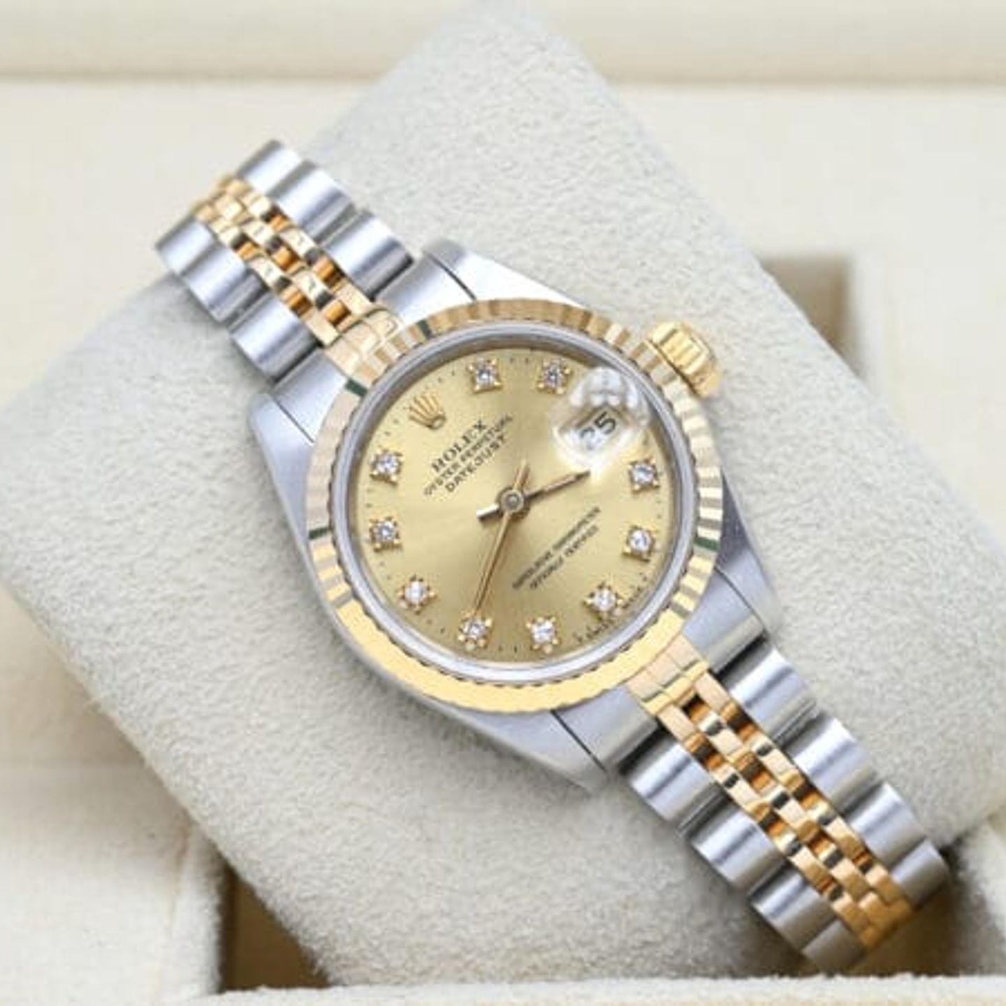 Rolex Lady-Datejust 69173 (1989) - Champagne dial 26 mm Gold/Steel case (1/7)