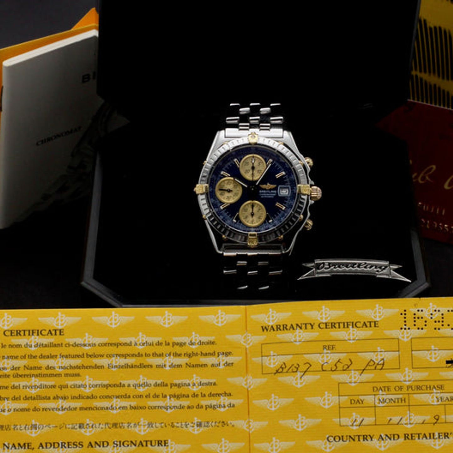 Breitling Chronomat B13050.1 (1999) - Blue dial 39 mm Gold/Steel case (3/7)