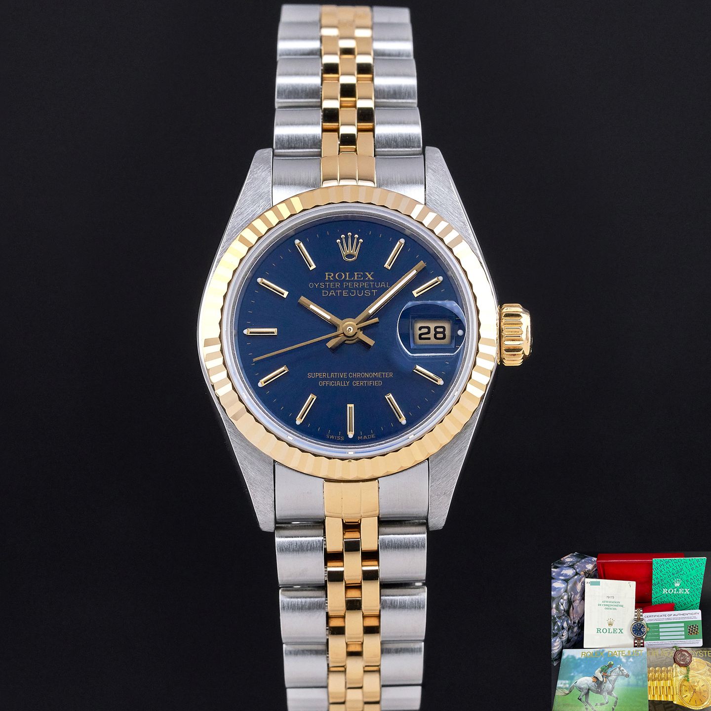 Rolex Lady-Datejust 79173 (2000) - Blauw wijzerplaat 26mm Goud/Staal (1/8)