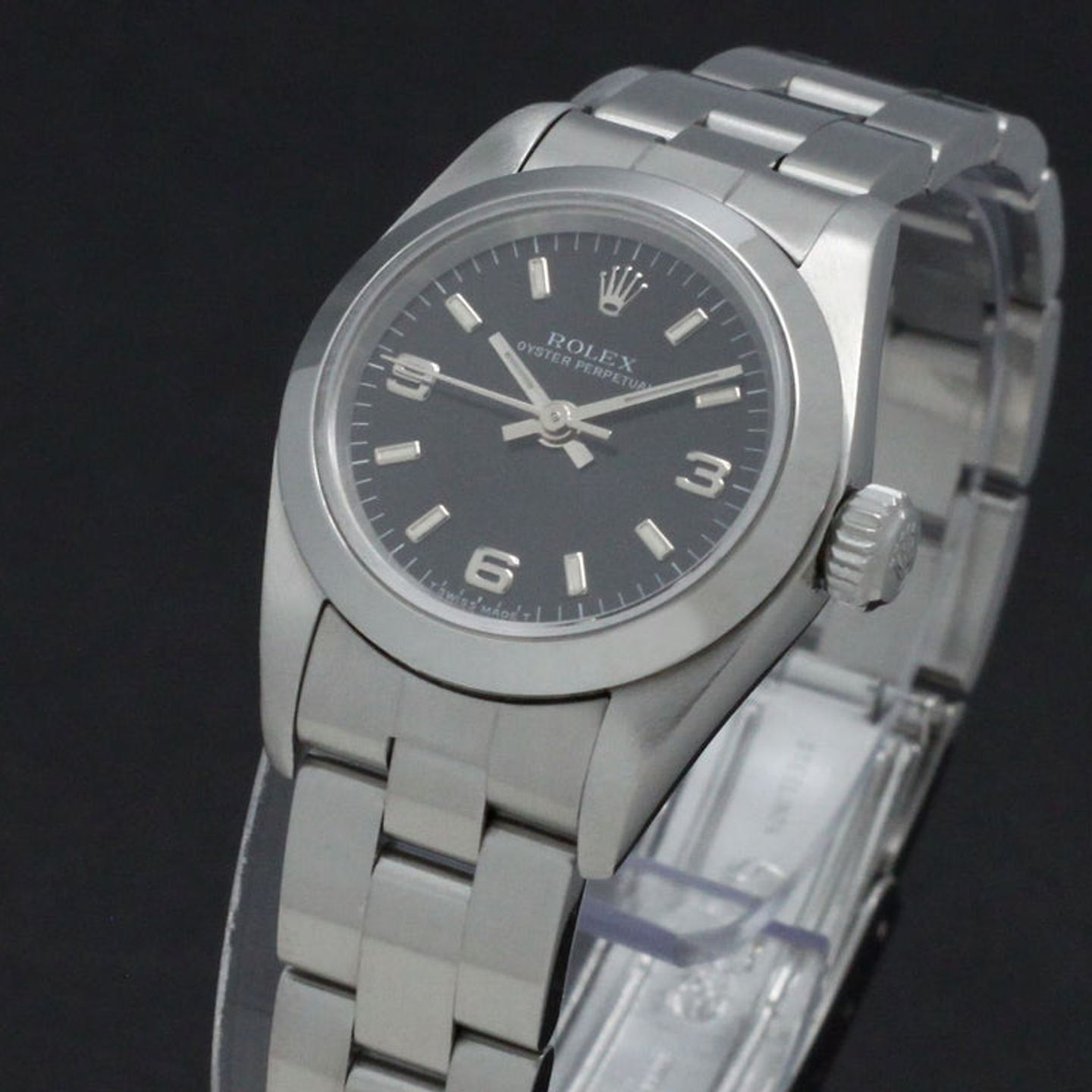 Rolex Oyster Perpetual 67180 (1997) - Black dial 26 mm Steel case (7/7)