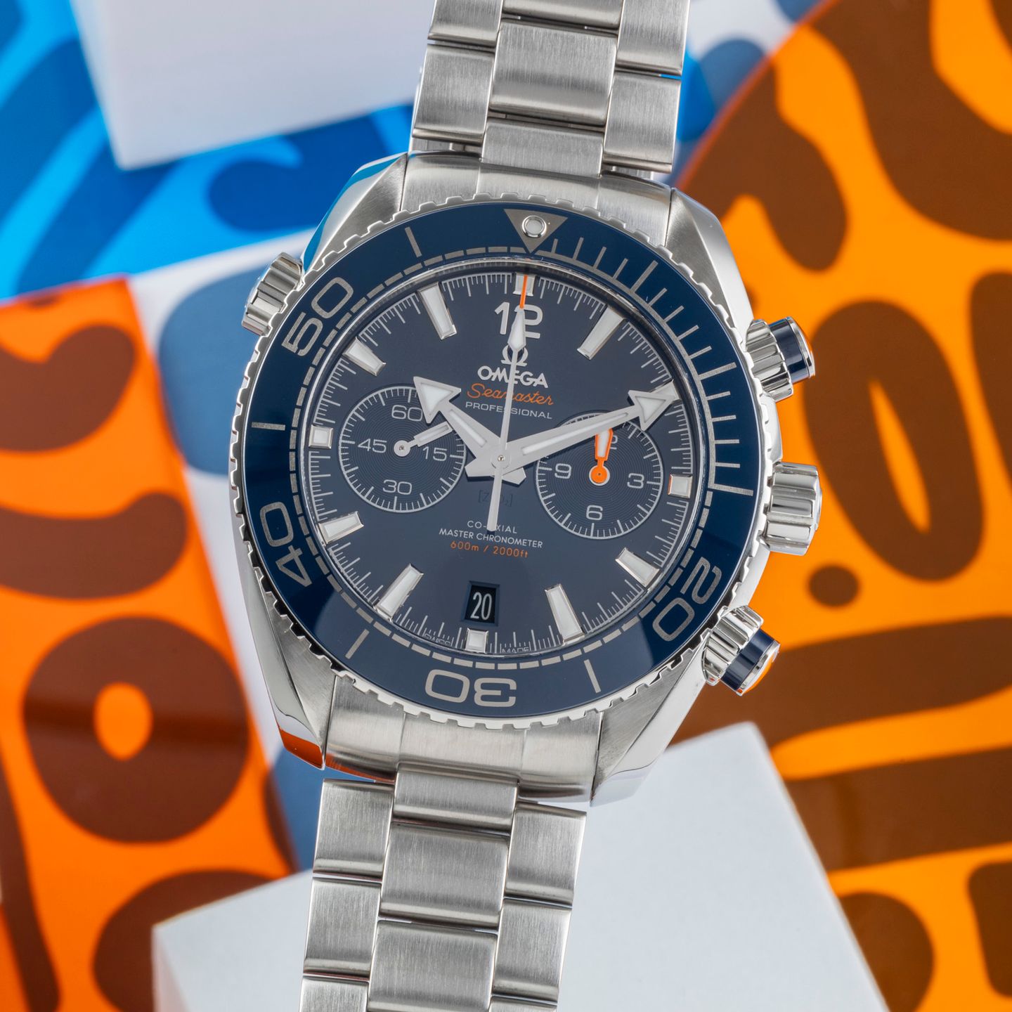 Omega Seamaster Planet Ocean Chronograph 215.30.46.51.03.001 (Onbekend (willekeurig serienummer)) - Blauw wijzerplaat 46mm Staal (3/8)