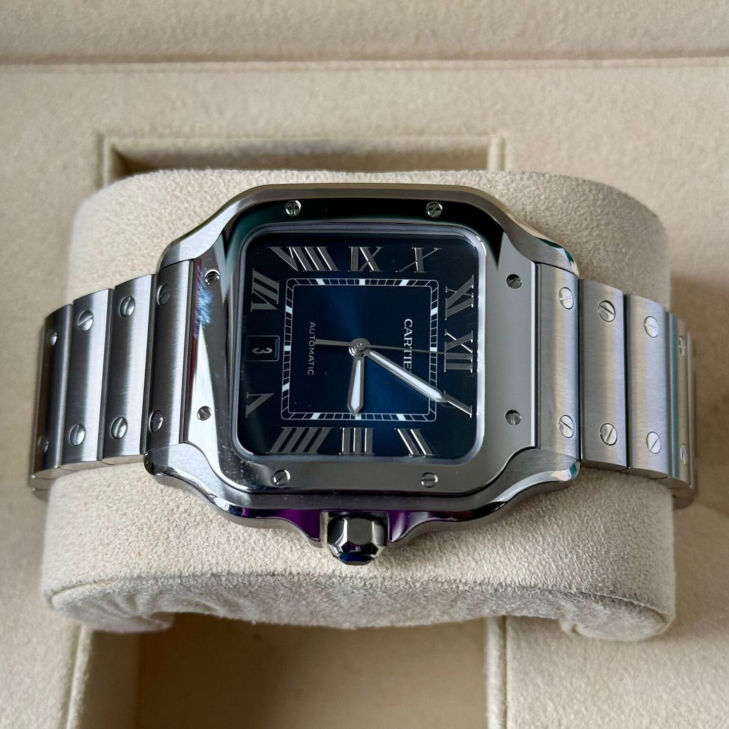 Cartier Santos WSSA0071 (2024) - Blue dial 40 mm Steel case (4/7)