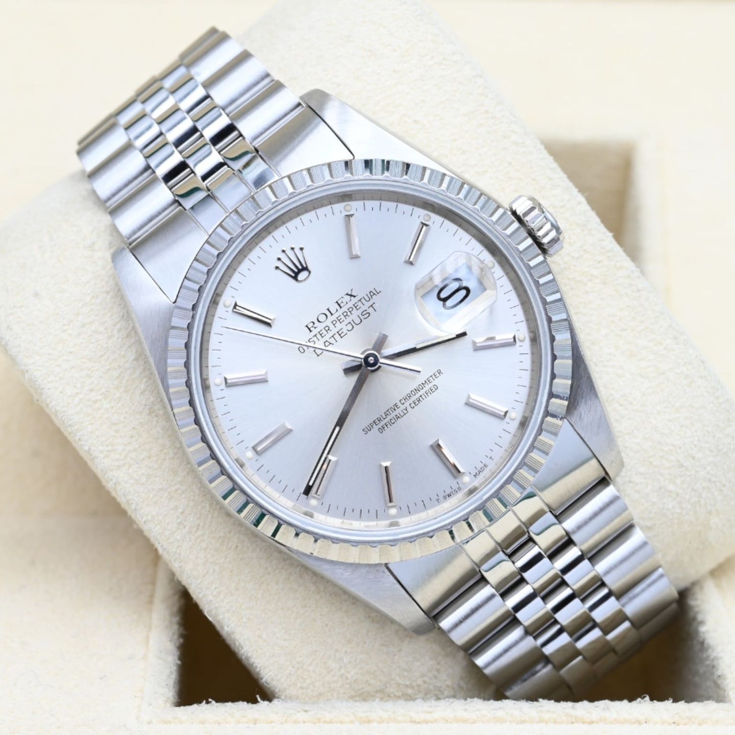 Rolex Datejust 36 16220 (1989) - Zilver wijzerplaat 36mm Staal (1/7)