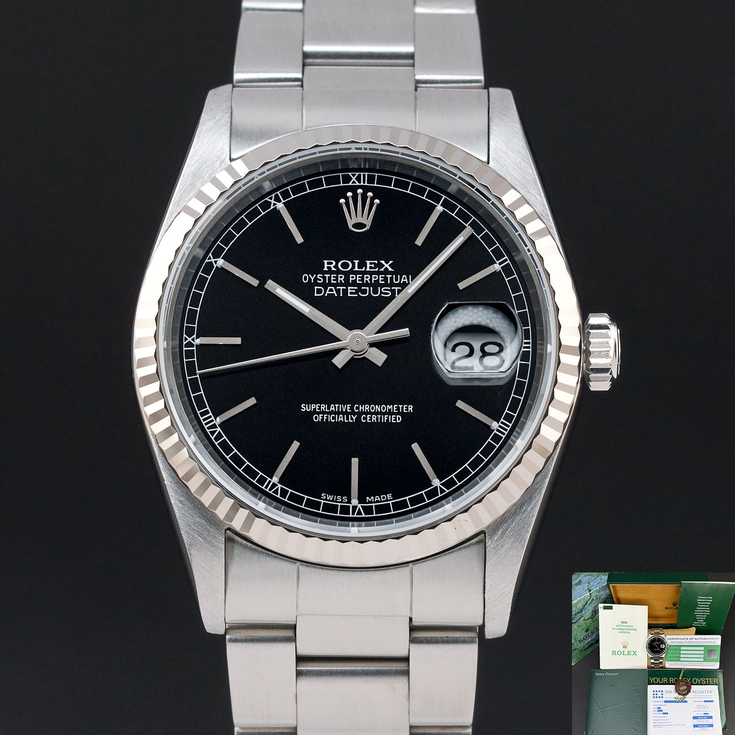 Rolex Datejust 36 16234 (2000) - Black dial 36 mm Steel case (1/8)