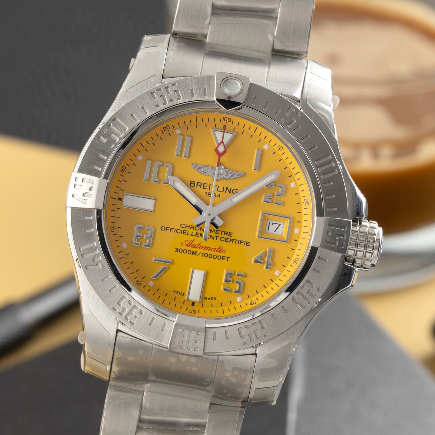 Breitling Avenger II Seawolf A17331101I1A1 (Onbekend (willekeurig serienummer)) - Geel wijzerplaat 45mm Staal (3/8)