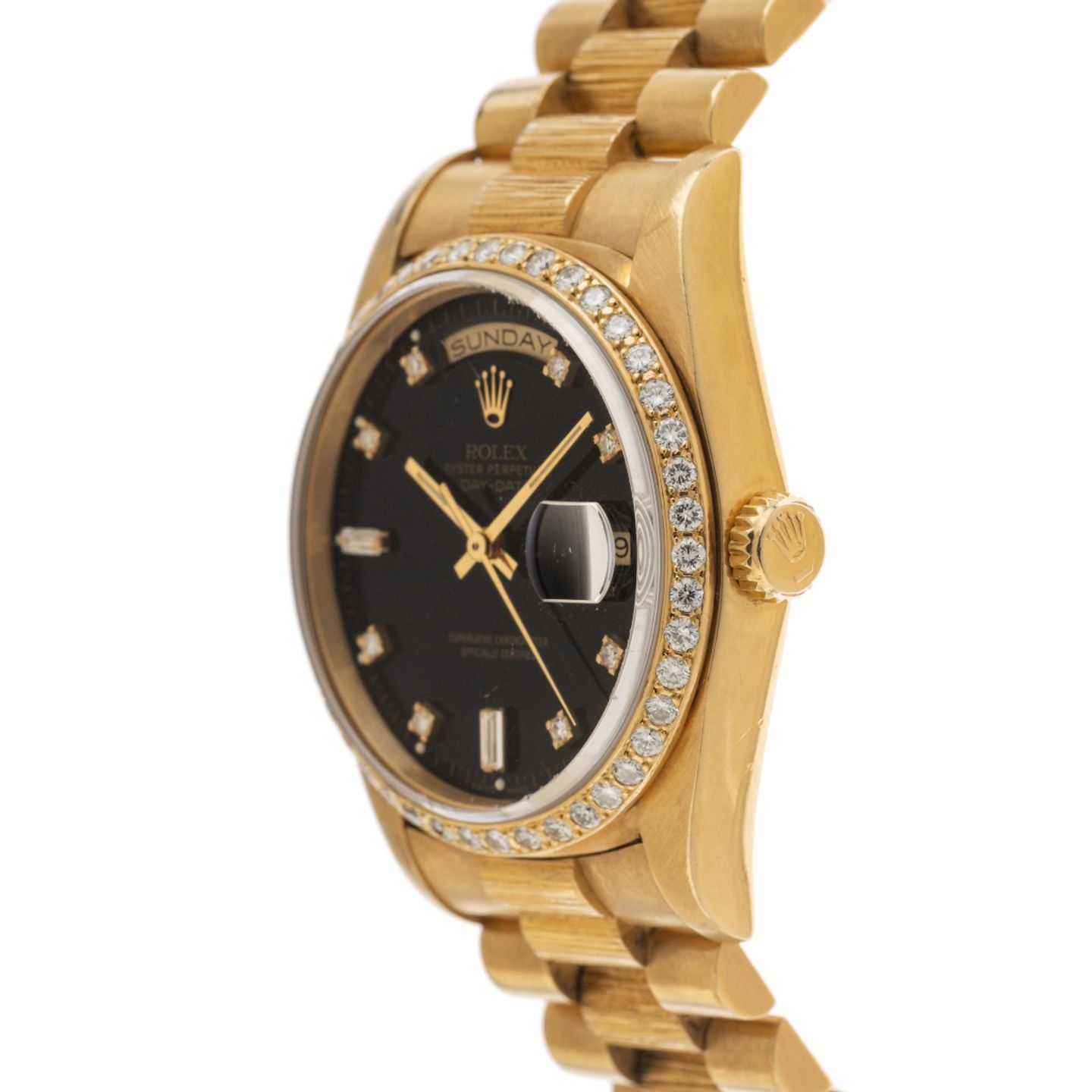 Rolex Day-Date 36 18248 (1991) - Black dial 36 mm Yellow Gold case (4/8)