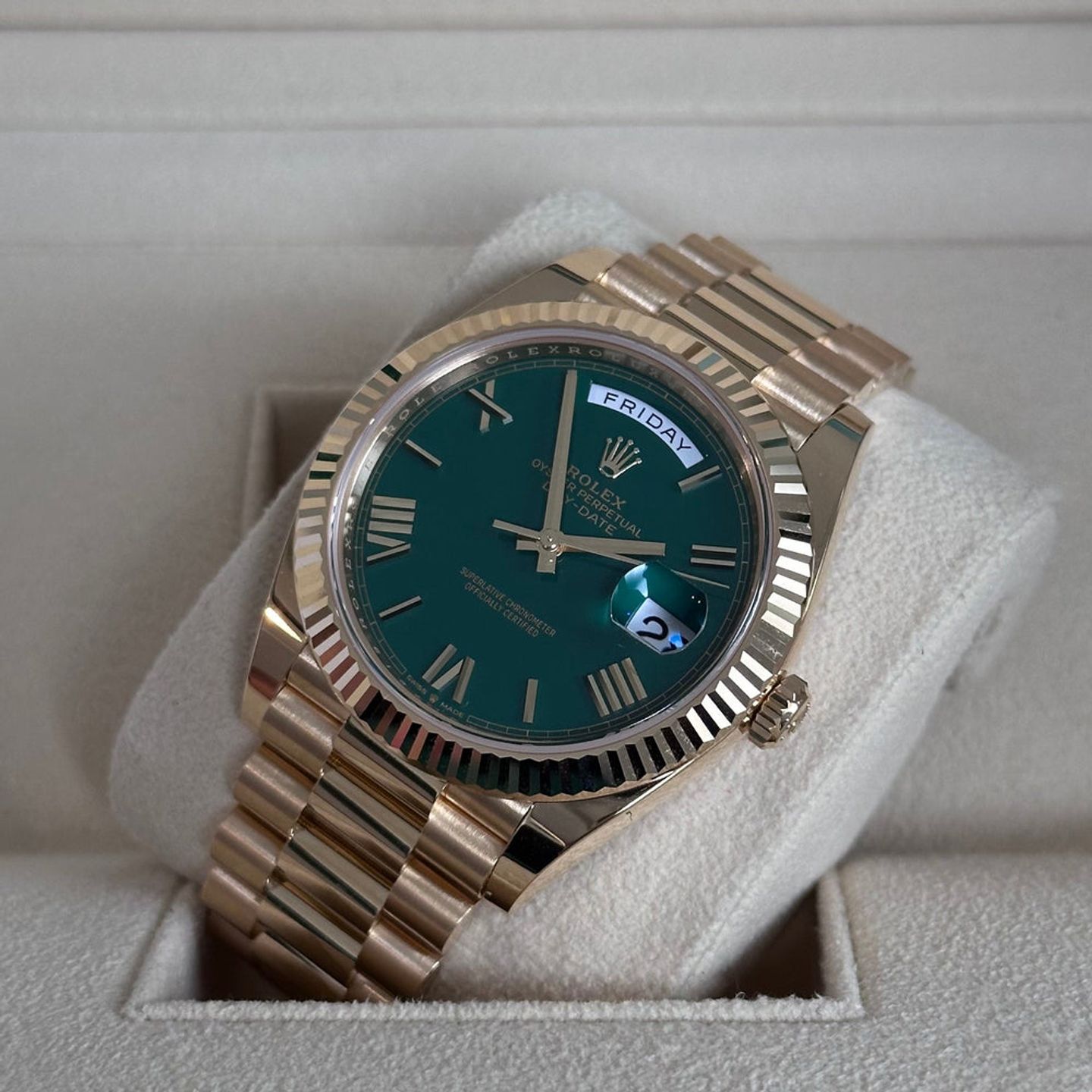 Rolex Day-Date 40 228238 (2025) - Green dial 40 mm Yellow Gold case (1/5)