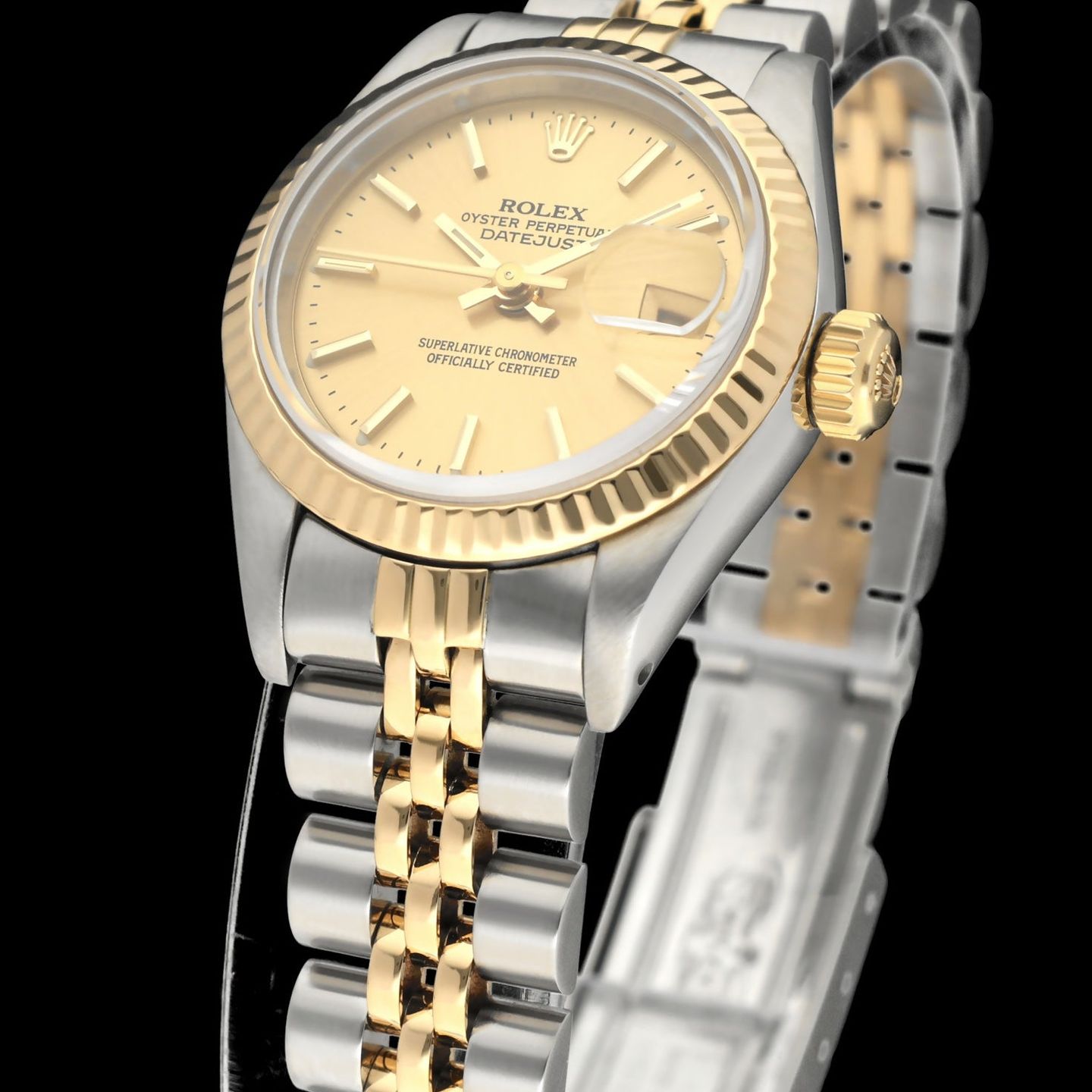 Rolex Lady-Datejust 69173 (1988) - Champagne dial 26 mm Gold/Steel case (6/8)
