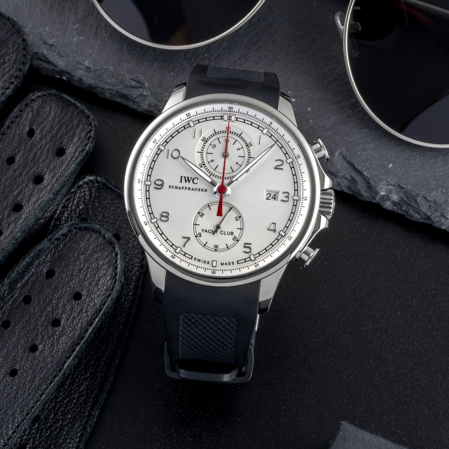 IWC Portuguese Yacht Club Chronograph IW390211 (Onbekend (willekeurig serienummer)) - Zwart wijzerplaat 45mm Staal (1/8)
