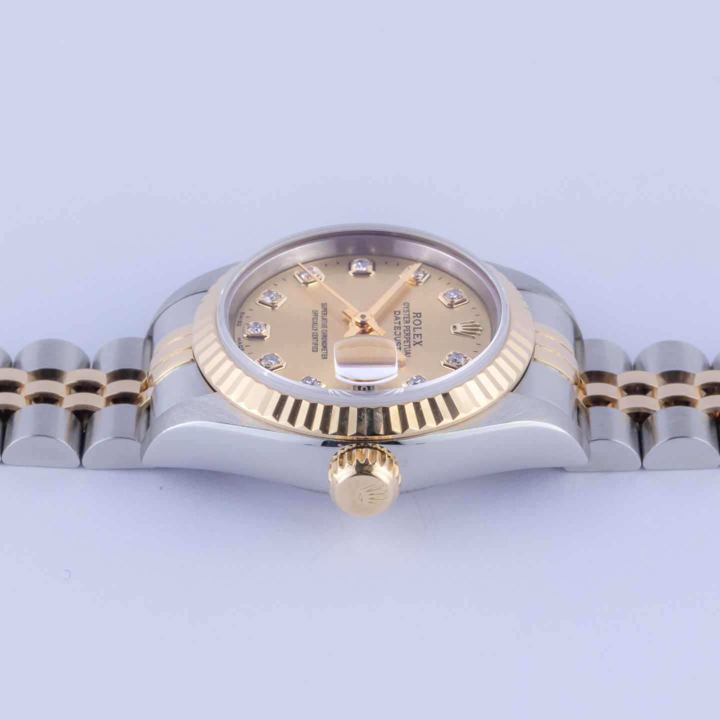 Rolex Lady-Datejust 69173 (1989) - Champagne dial 26 mm Gold/Steel case (5/8)
