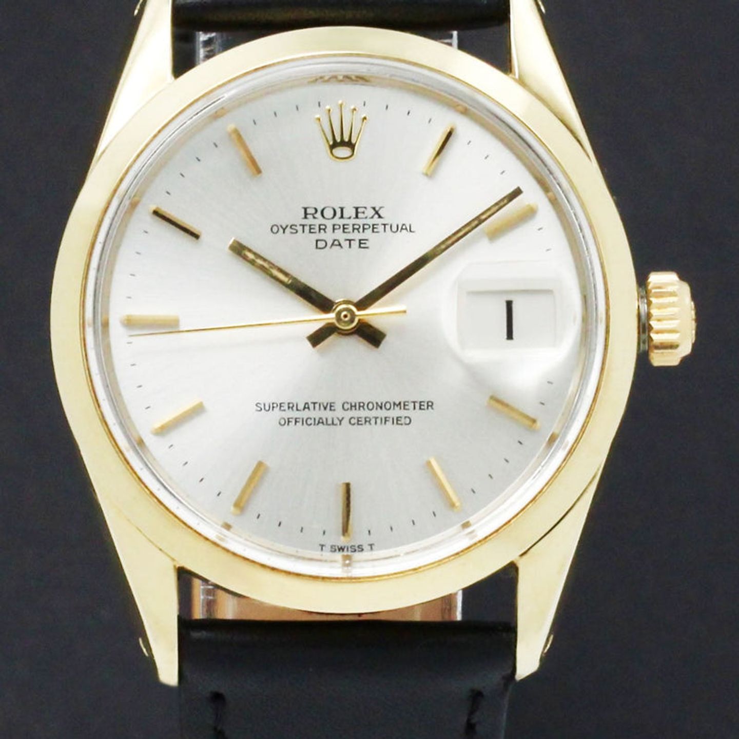 Rolex Oyster Perpetual Date 1550 (1972) - Silver dial 34 mm Gold/Steel case (1/7)
