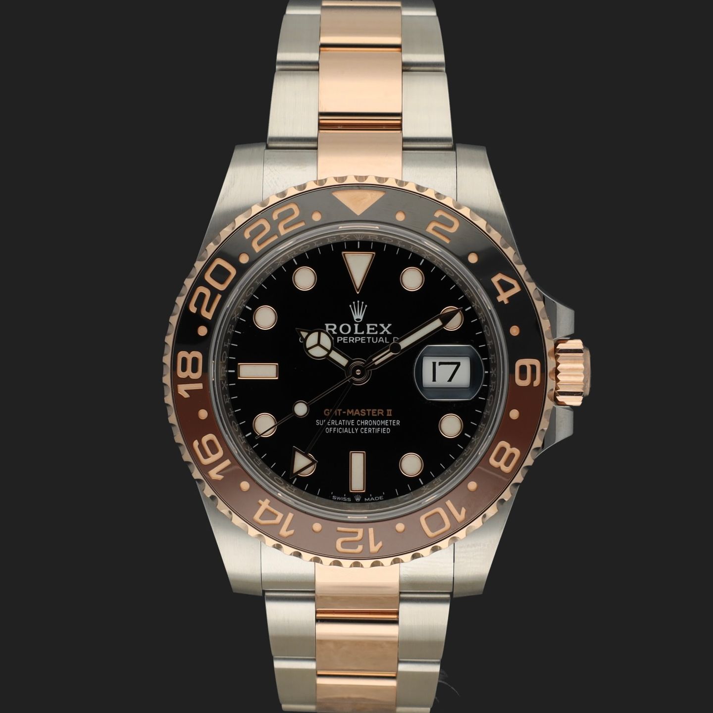 Rolex GMT-Master II 126711CHNR (2019) - Zwart wijzerplaat 40mm Goud/Staal (3/8)
