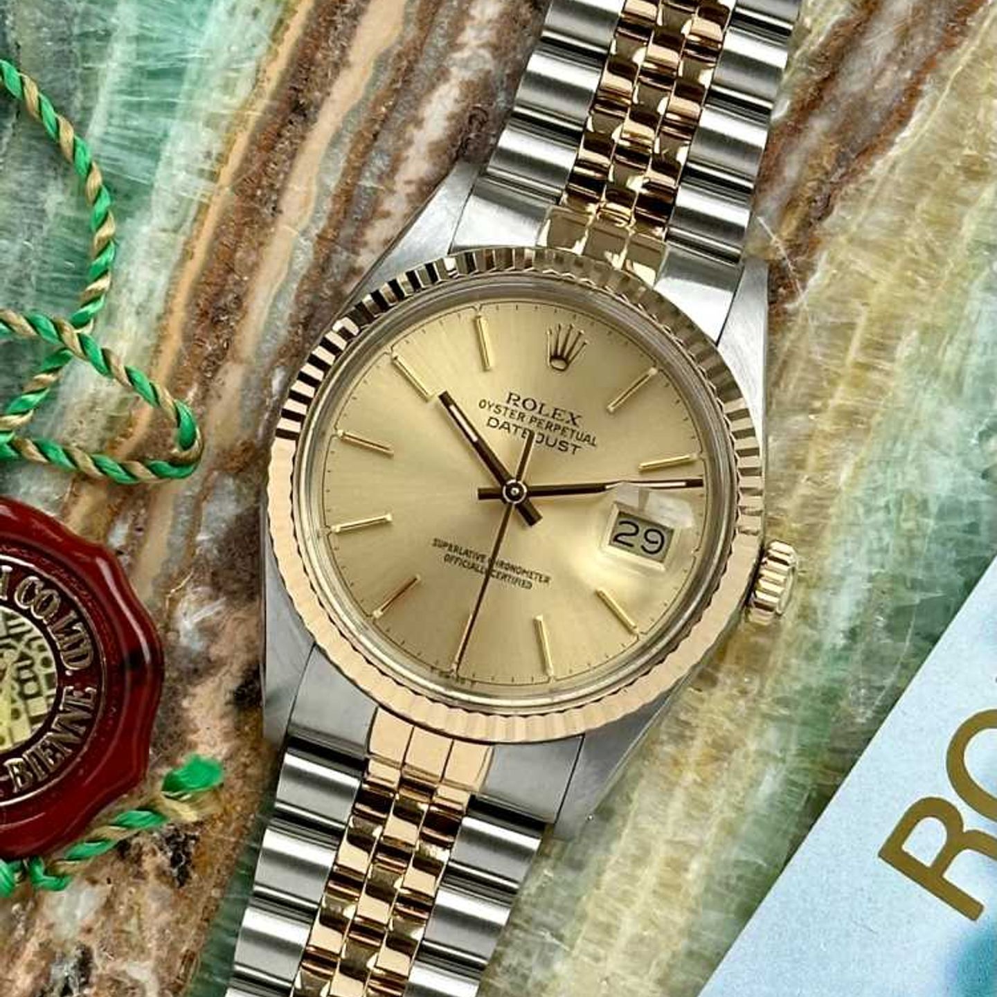 Rolex Datejust 36 16013 (1986) - Gold dial 36 mm Gold/Steel case (1/8)