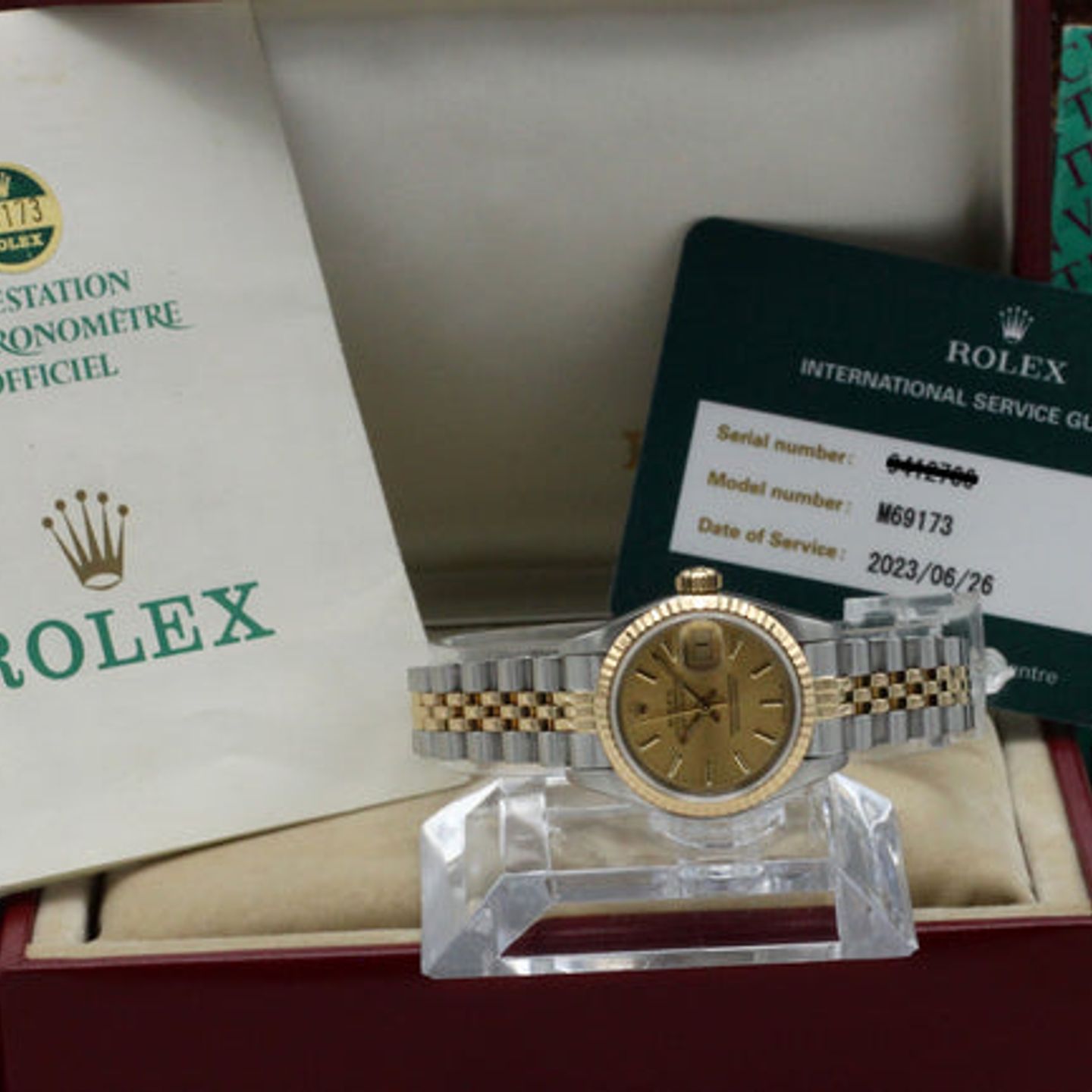 Rolex Lady-Datejust 69173 (1987) - Gold dial 26 mm Gold/Steel case (3/7)