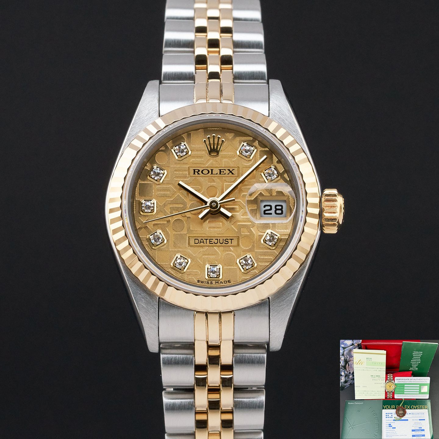 Rolex Lady-Datejust 79173 (2000) - Champagne dial 26 mm Gold/Steel case (1/8)