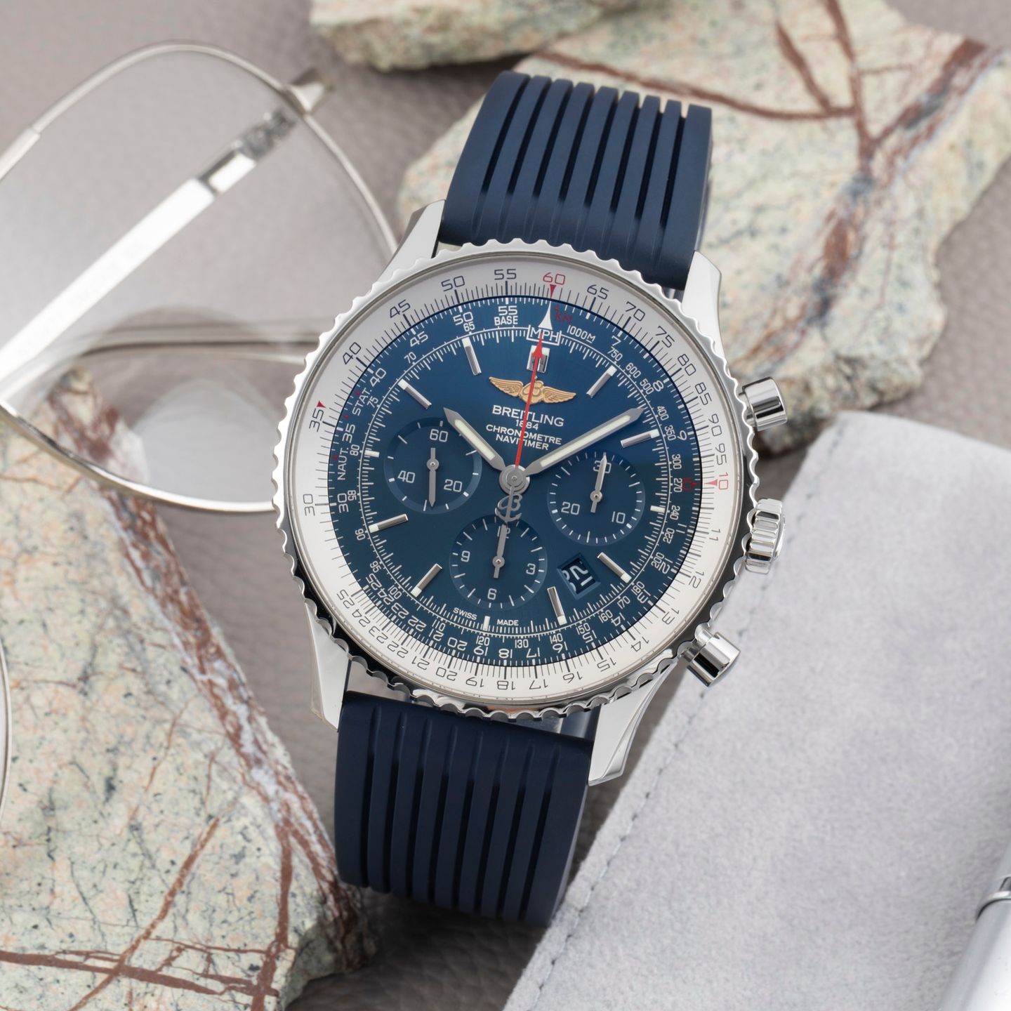 Breitling Navitimer AB012721/C889 (Onbekend (willekeurig serienummer)) - Blauw wijzerplaat 46mm Staal (1/8)